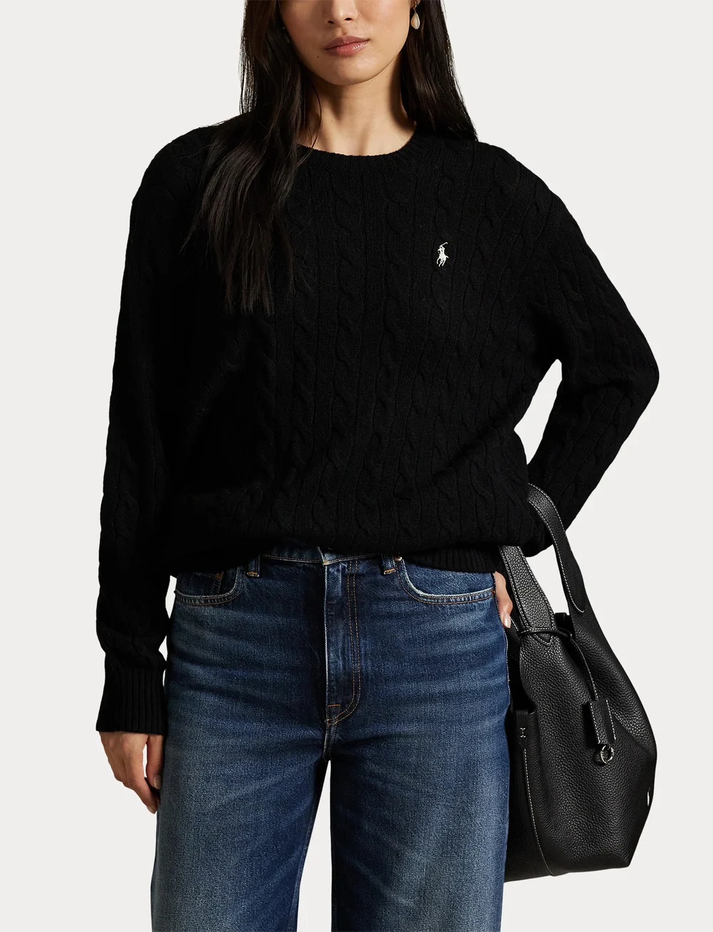 Polo Ralph Lauren - Cable Wool-Cashmere Crewneck Sweater - kašmiir - polo black - 5