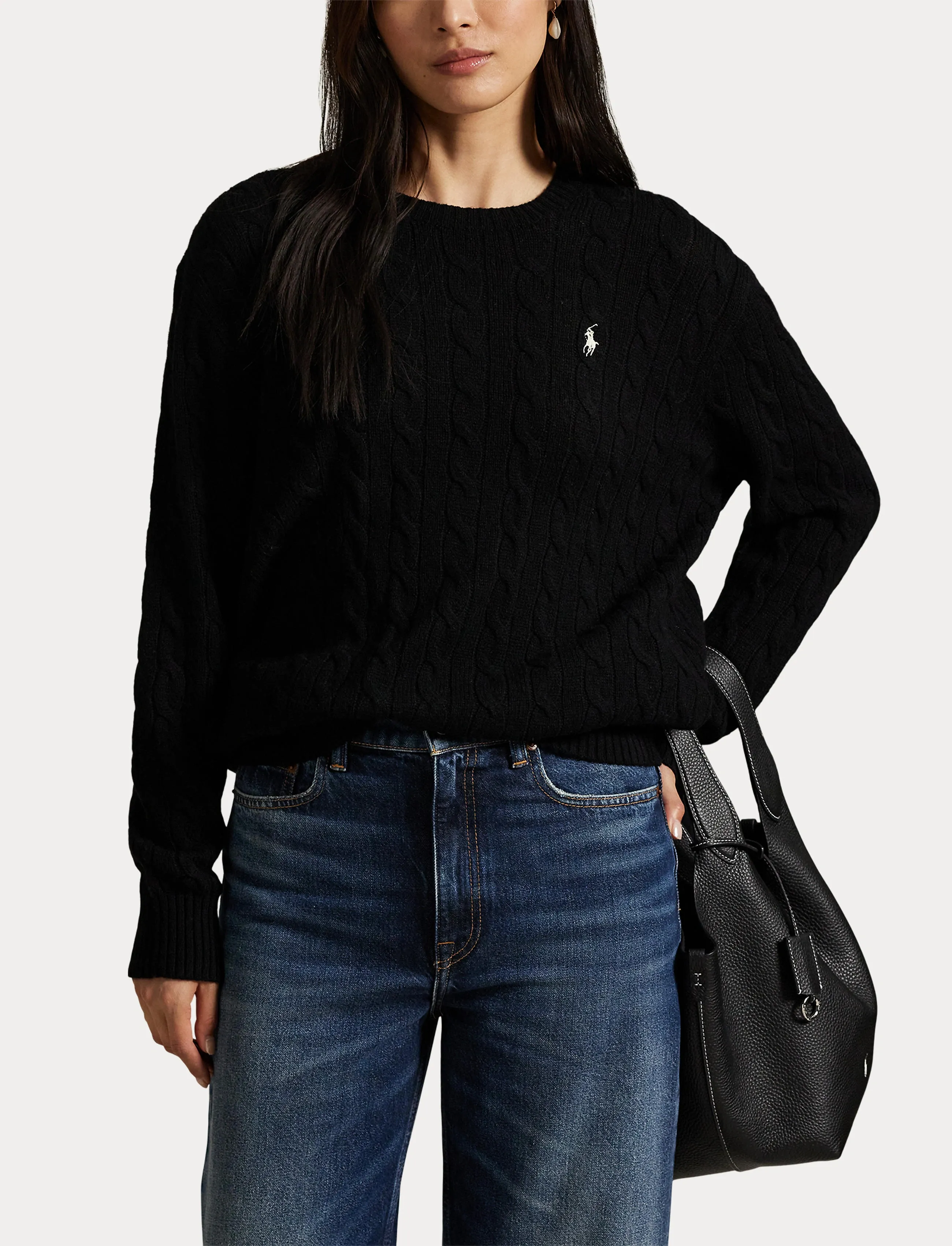 Polo Ralph Lauren - Cable Wool-Cashmere Crewneck Sweater - polo black - 5