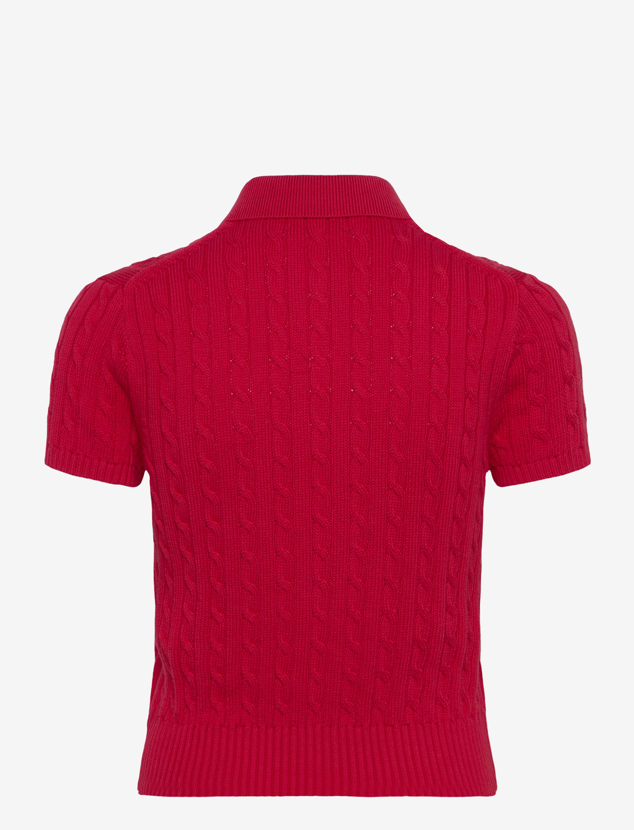Polo Ralph Lauren - Cable-Knit Cotton Cropped Polo Shirt - poloskjorter - cruise red - 1