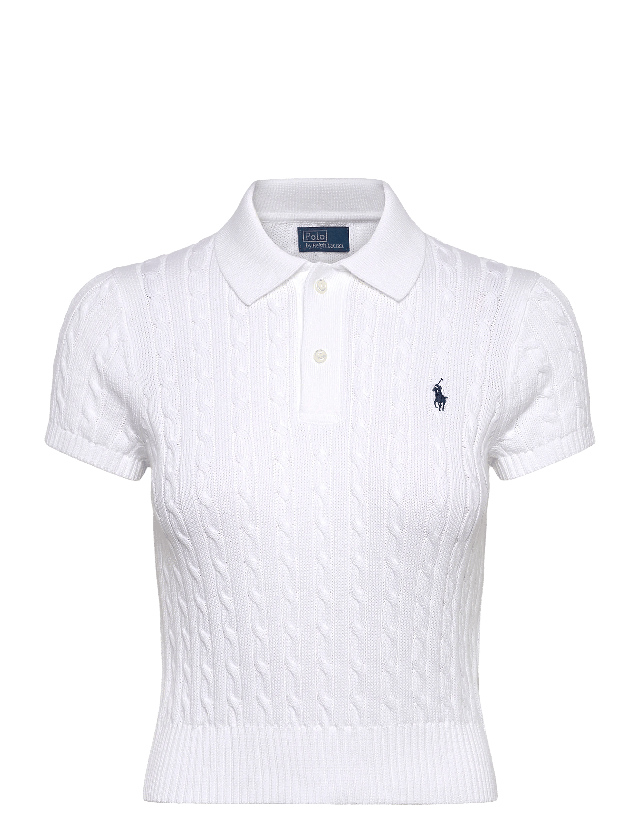 Polo Ralph Lauren Cable-knit Cotton Cropped Polo Shirt Polo Ralph Lauren Cable-knit Cotton Cropped Polo Shirt