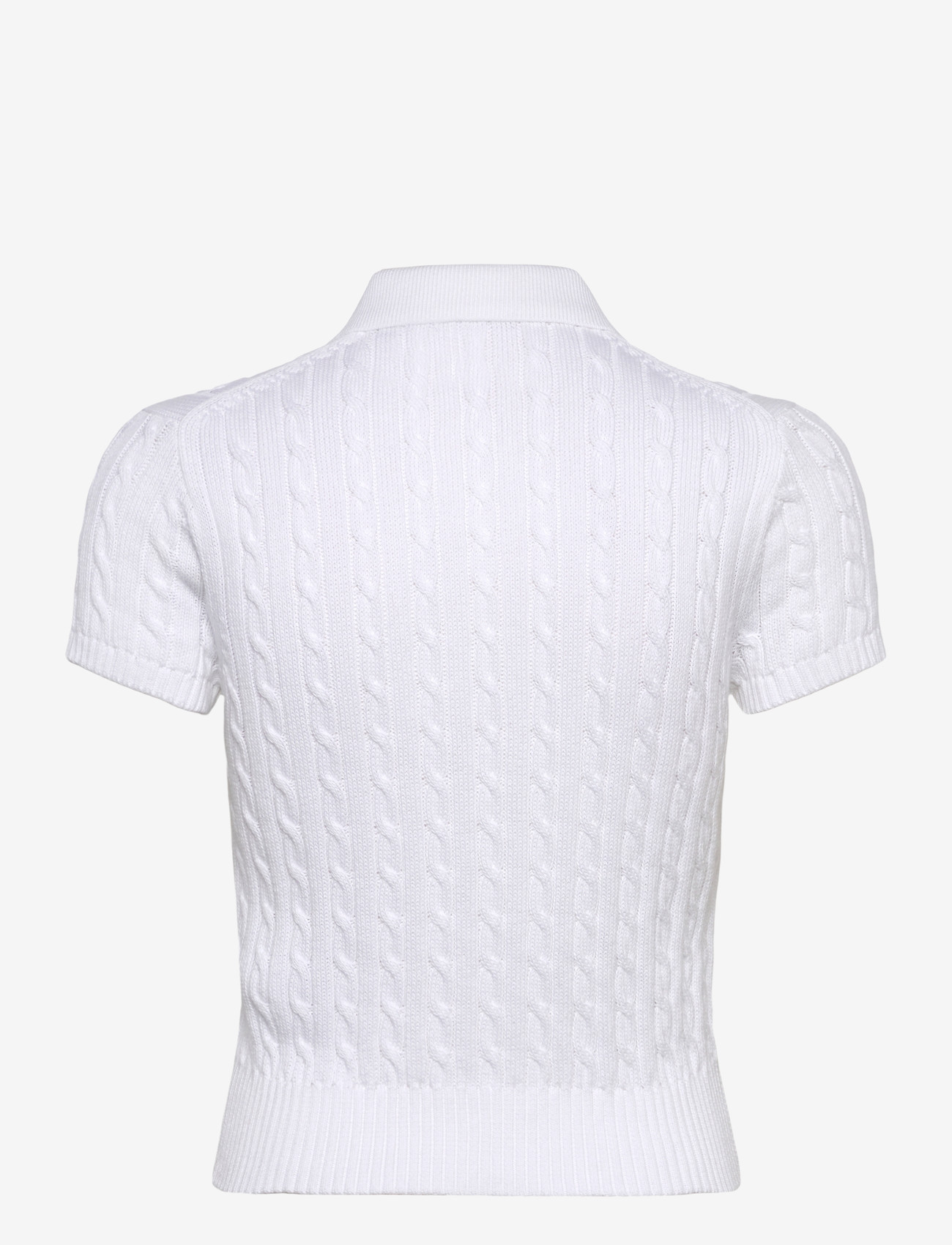 Polo Ralph Lauren - Cable-Knit Cotton Cropped Polo Shirt - poloskjorter - white - 1