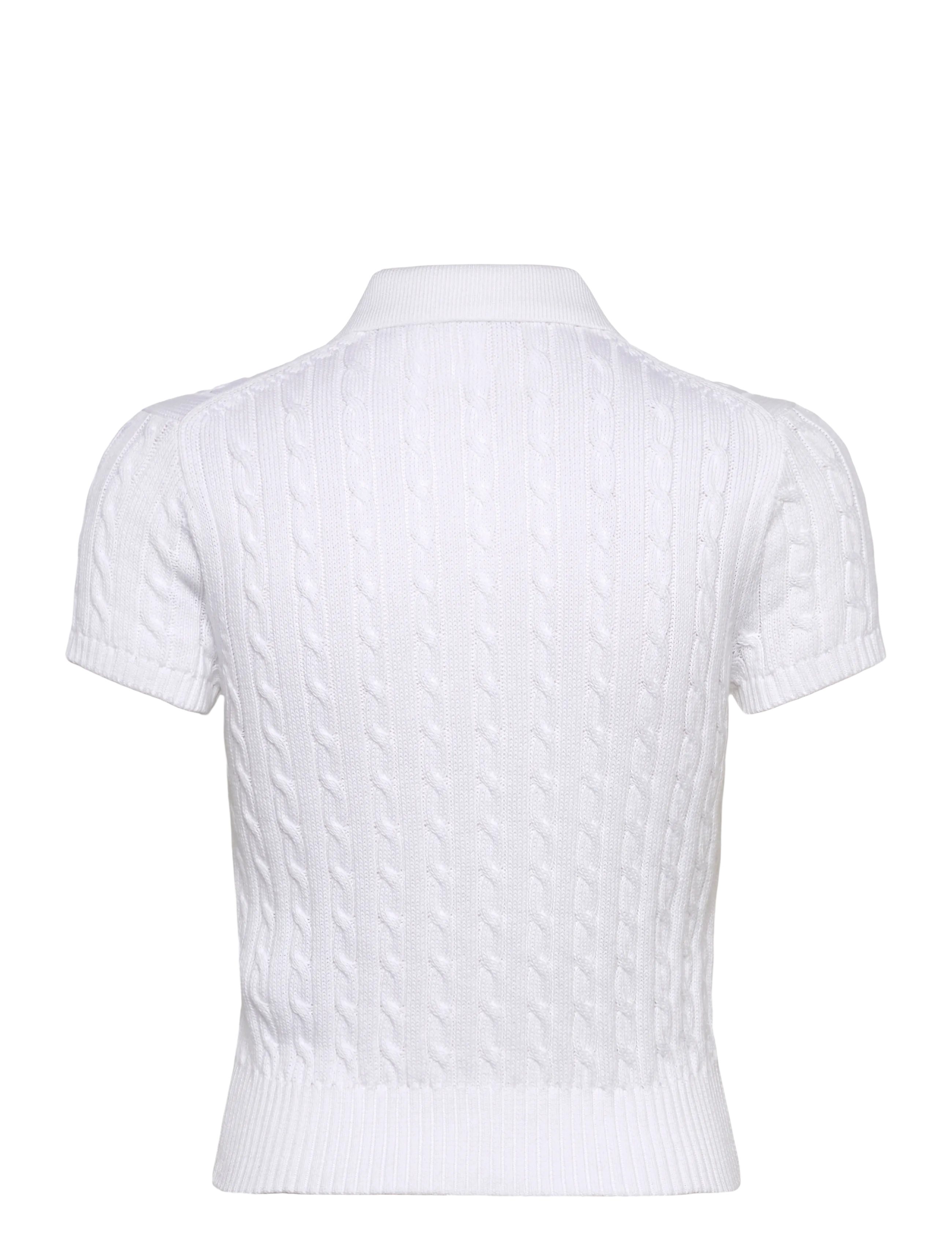 Polo Ralph Lauren - Cable-Knit Cotton Cropped Polo Shirt - poloskjorter - white - 1