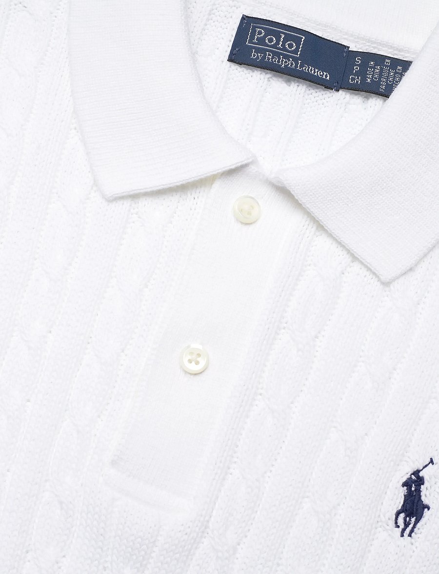 Polo Ralph Lauren - Cable-Knit Cotton Cropped Polo Shirt - t-shirts & tops - white - 2