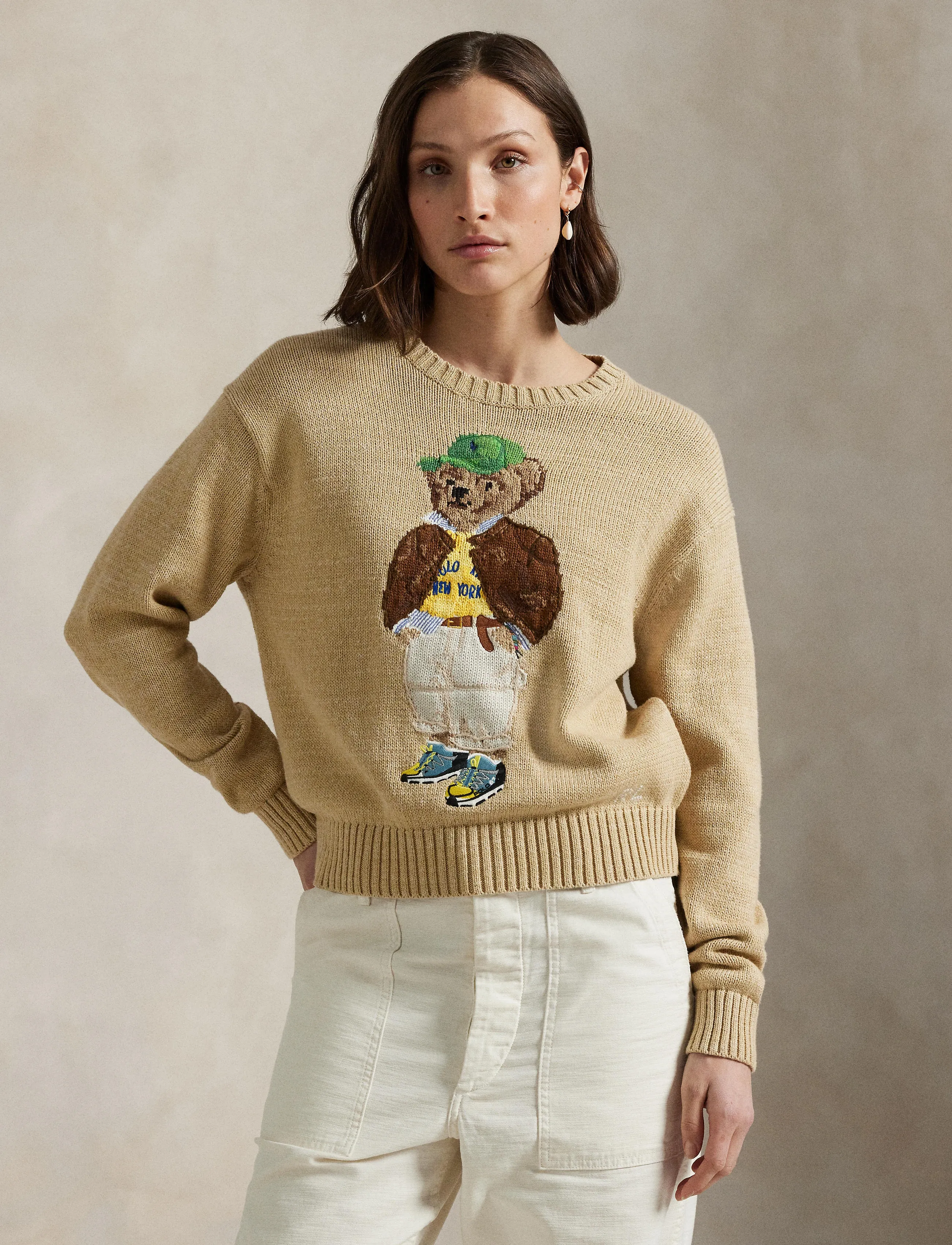 Polo Ralph Lauren - Polo Bear Cotton Crewneck Sweater - tan multi - 3