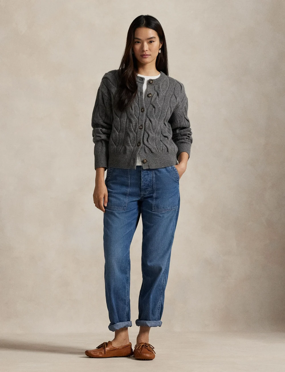 Polo Ralph Lauren - Cable-Knit Wool-Cashmere Cardigan - kardiganid - flannel grey heat - 0