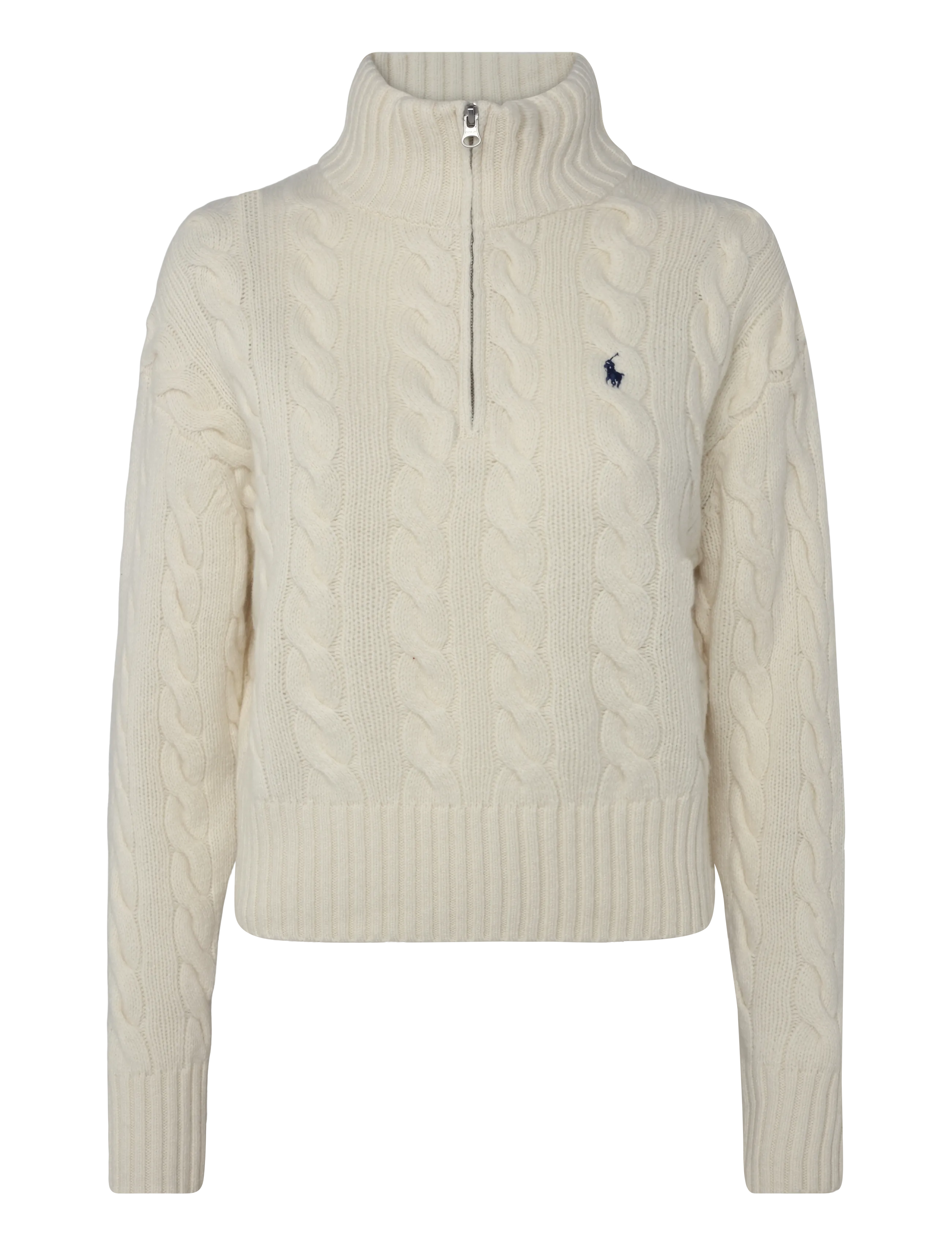 Polo Ralph Lauren Kabelstickad tröja ull/kashmir dragkedja - Kollektioner - AUTHENTIC CREAM / cream