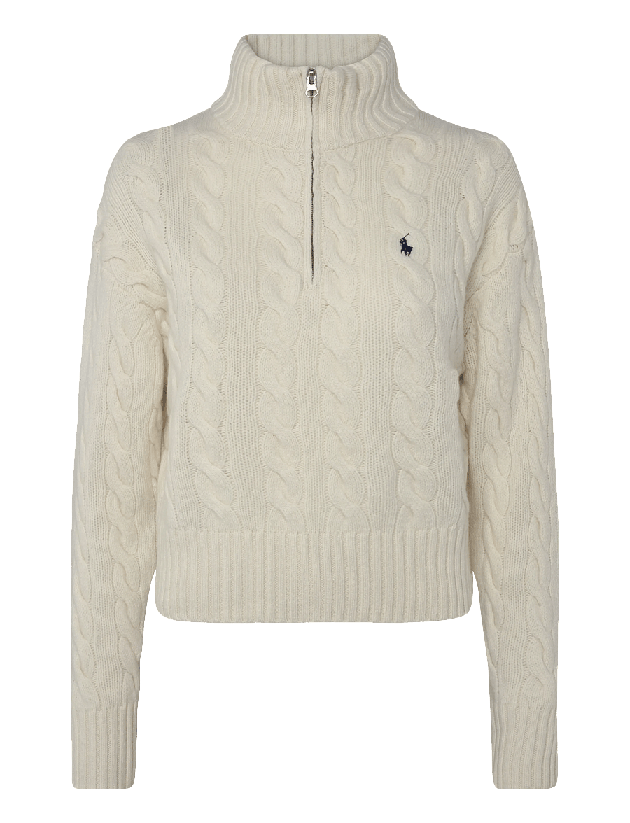 Polo Ralph Lauren - Cable Wool-Cashmere Half-Zip Sweater - kaszmir - authentic cream - 2
