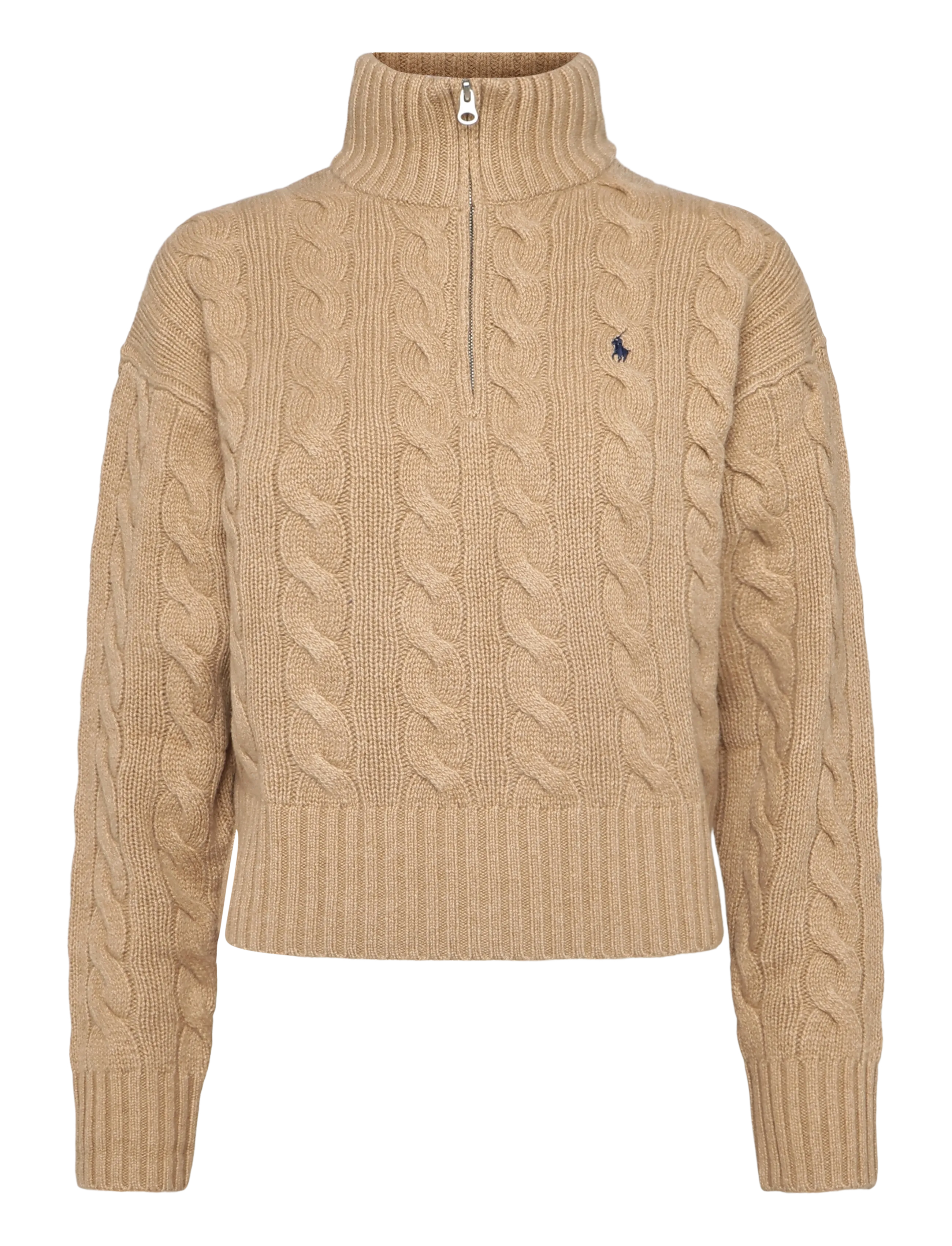 Polo Ralph Lauren Cable Wool-Cashmere Half-Zip Sweater - Stickat - COLLECTION CAMEL / brown