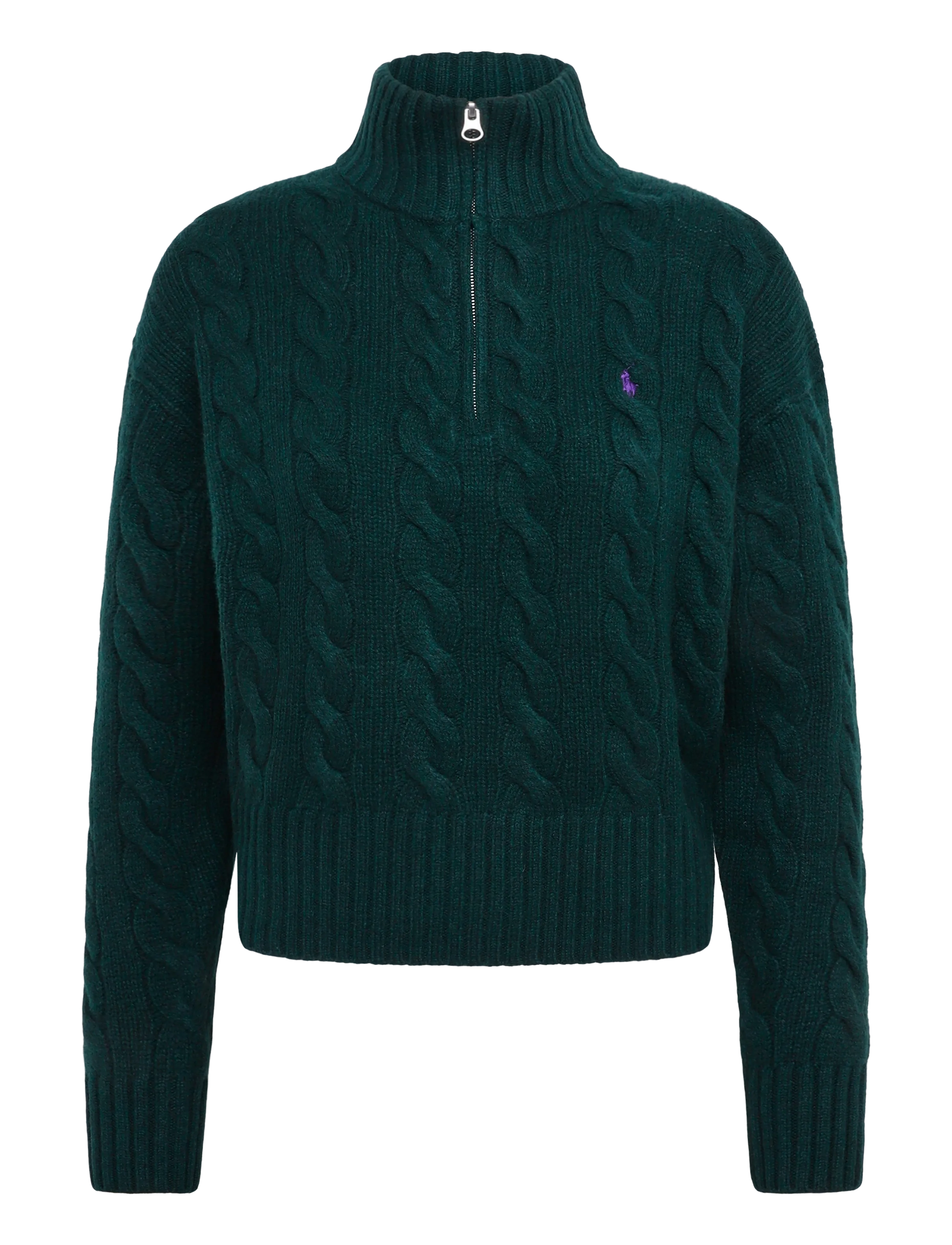 Polo Ralph Lauren Cable Wool-Cashmere Half-Zip Sweater - Polo Ralph Lauren - COLLEGE GREEN / green