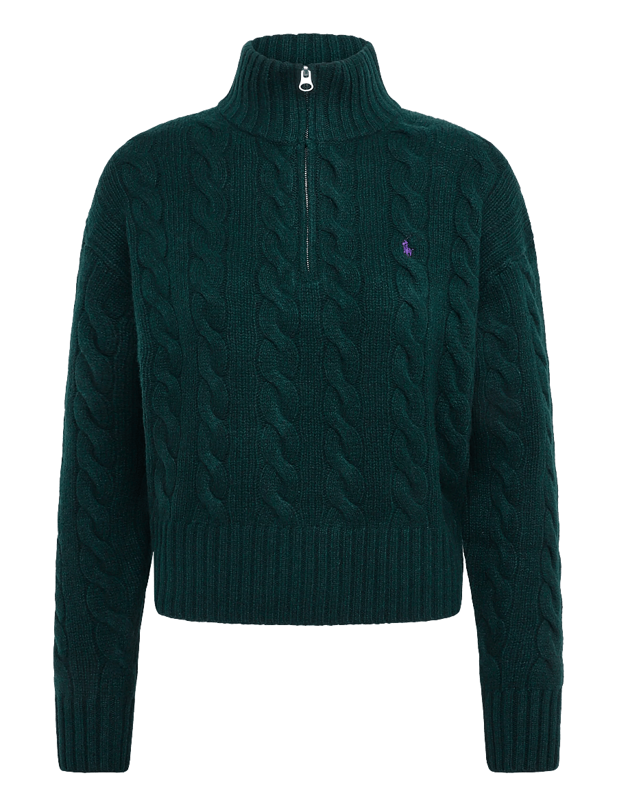 Polo Ralph Lauren - Cable Wool-Cashmere Half-Zip Sweater - kaschmir - college green - 1