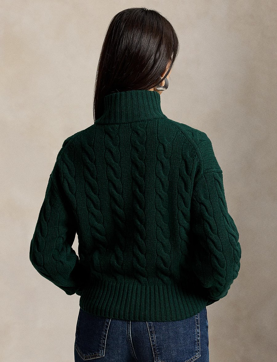 Polo Ralph Lauren - Cable Wool-Cashmere Half-Zip Sweater - kaschmir - college green - 3
