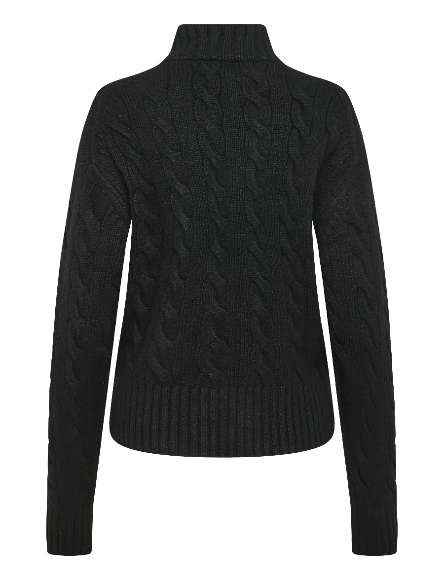 Polo Ralph Lauren - Cable Wool-Cashmere Half-Zip Sweater - kaschmir - polo black - 3