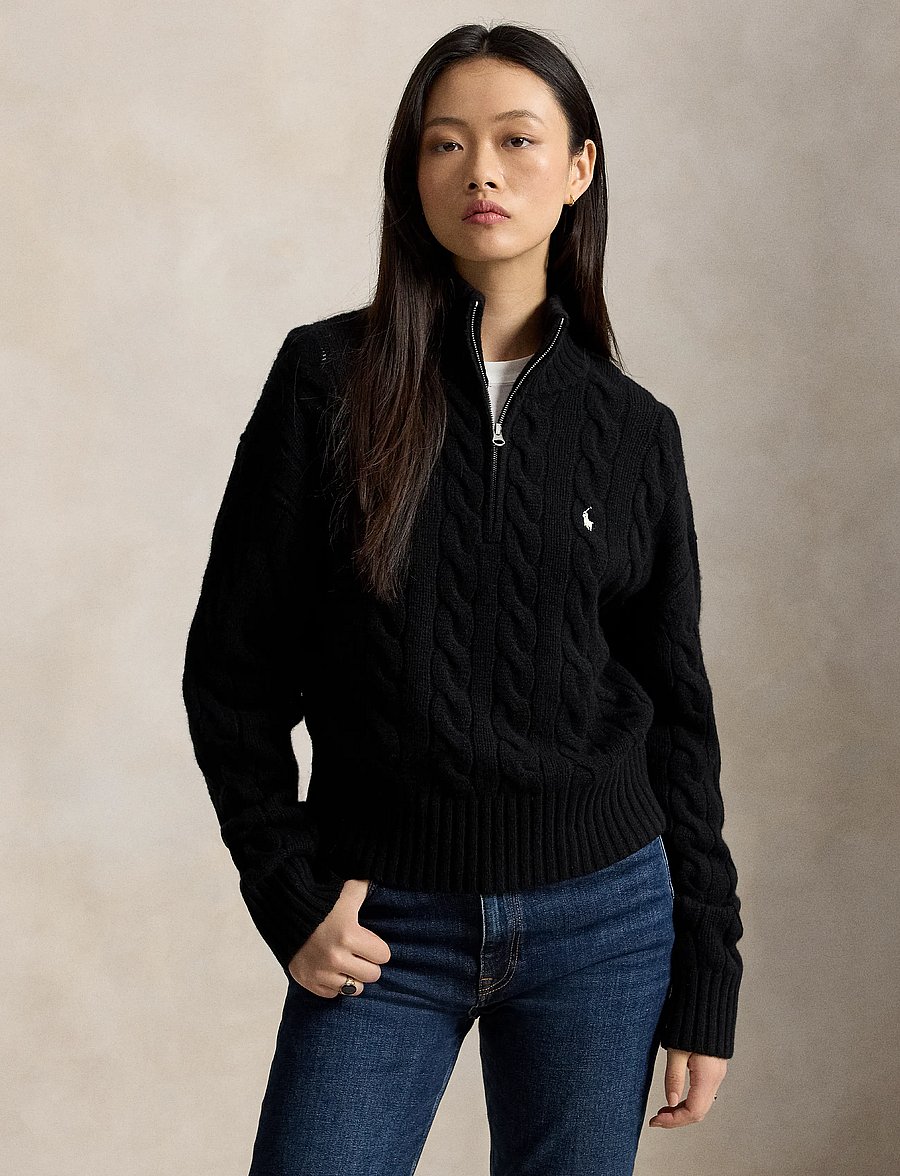 Polo Ralph Lauren - Cable Wool-Cashmere Half-Zip Sweater - kashmir - polo black - 0