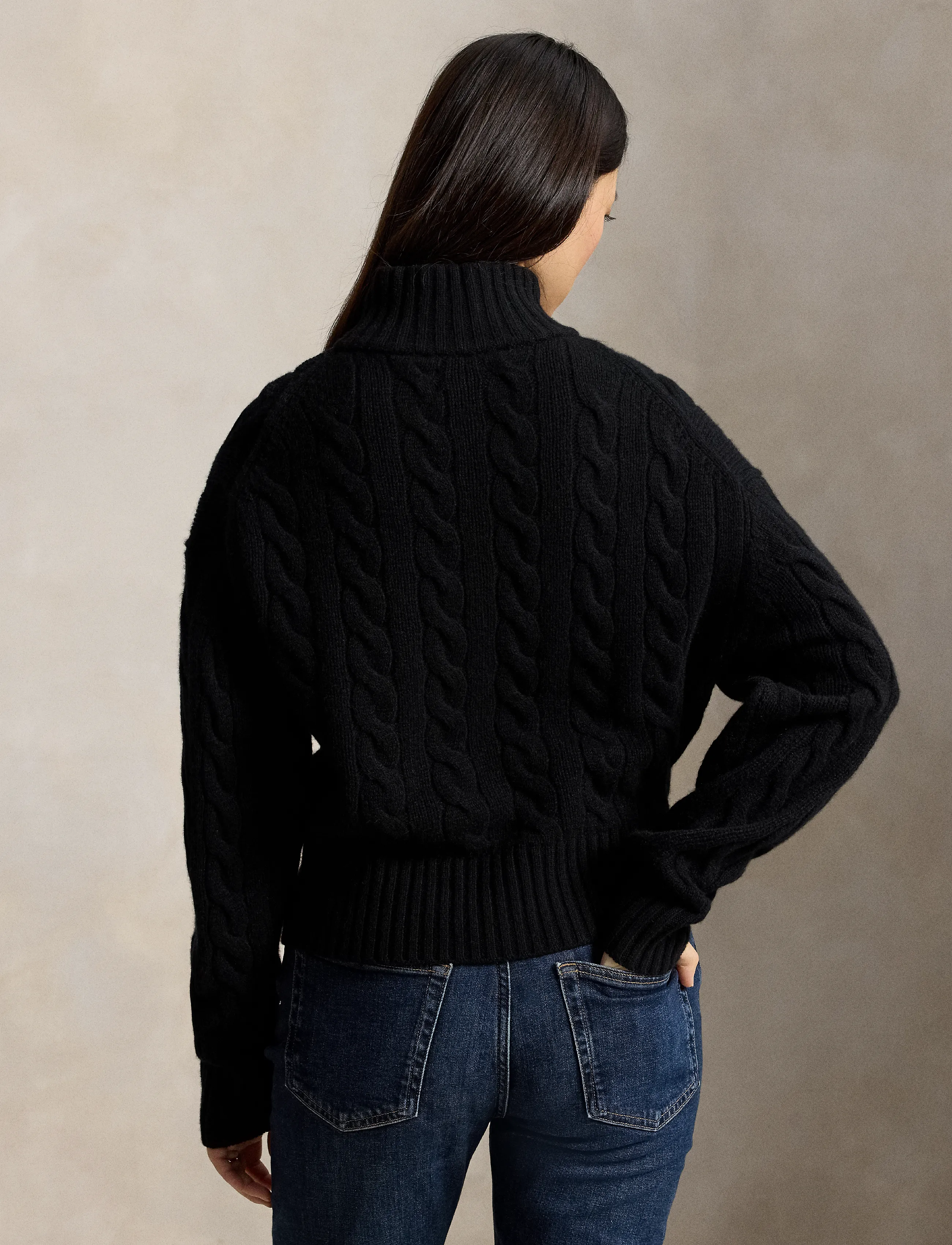 Polo Ralph Lauren - Cable Wool-Cashmere Half-Zip Sweater - kashmir - polo black - 2
