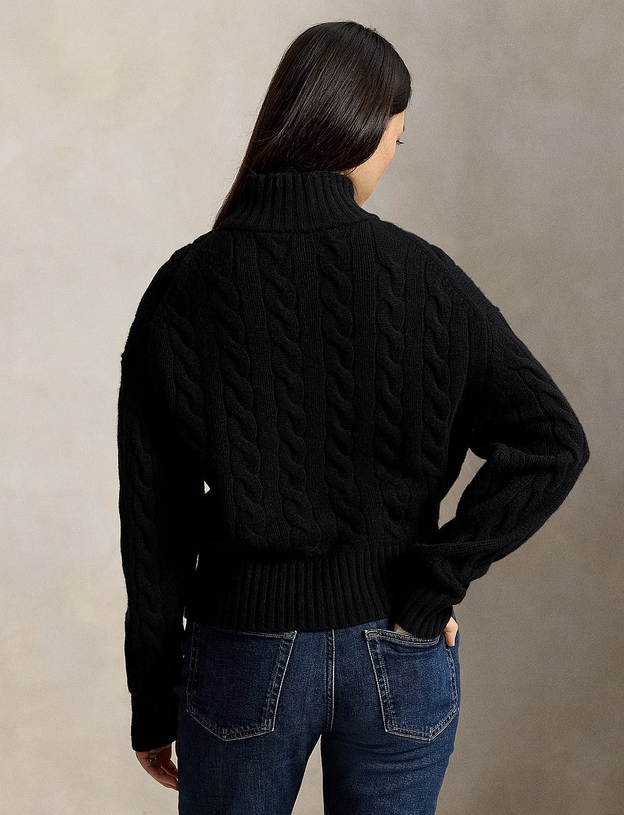 Polo Ralph Lauren - Cable Wool-Cashmere Half-Zip Sweater - kashmir - polo black - 2
