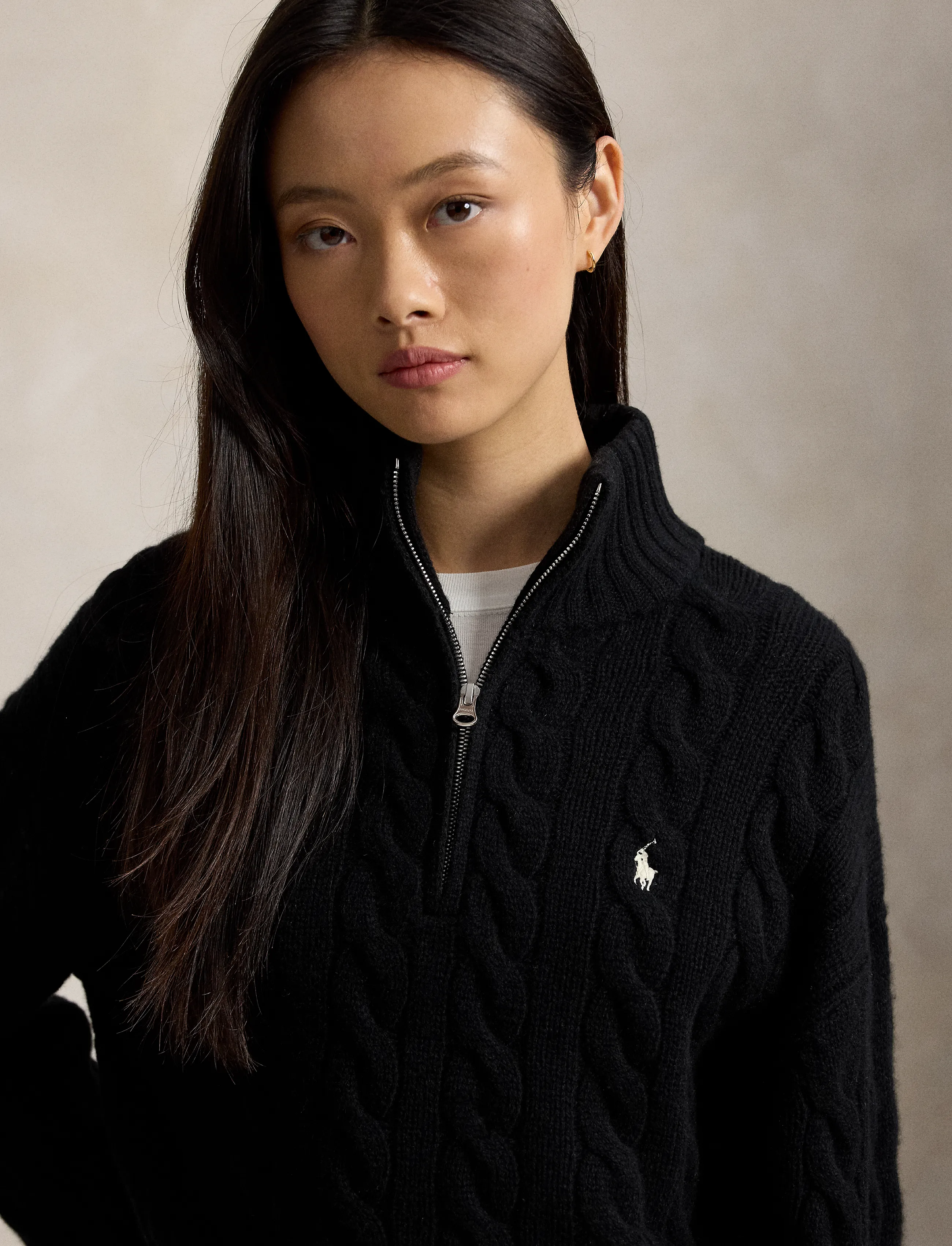 Polo Ralph Lauren - Cable Wool-Cashmere Half-Zip Sweater - kashmir - polo black - 3