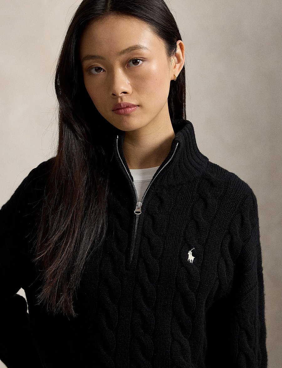 Polo Ralph Lauren - Cable Wool-Cashmere Half-Zip Sweater - kashmir - polo black - 3