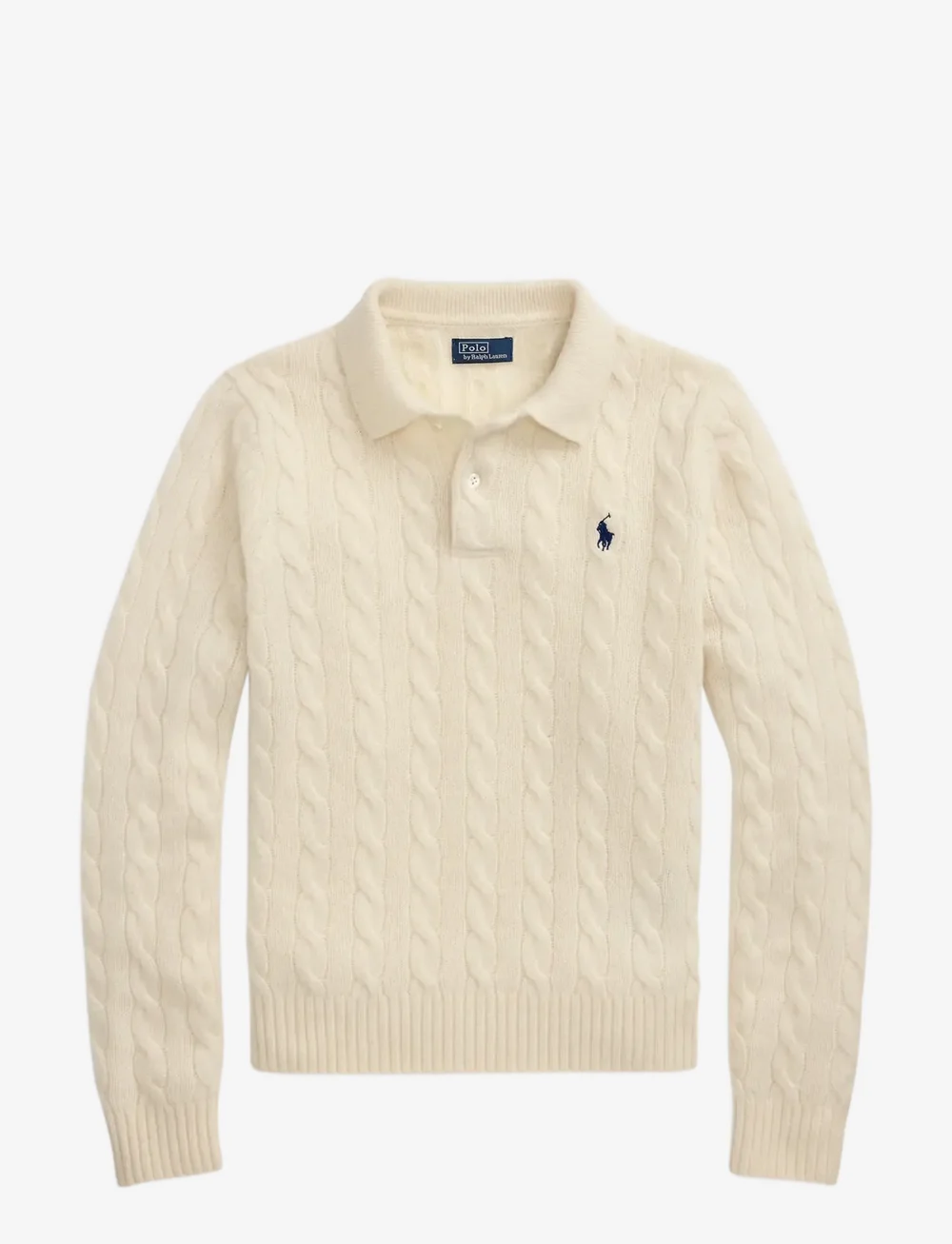 Polo Ralph Lauren - Cable-Knit Wool-Cashmere Polo Sweater - jeanshemden - authentic cream - 1