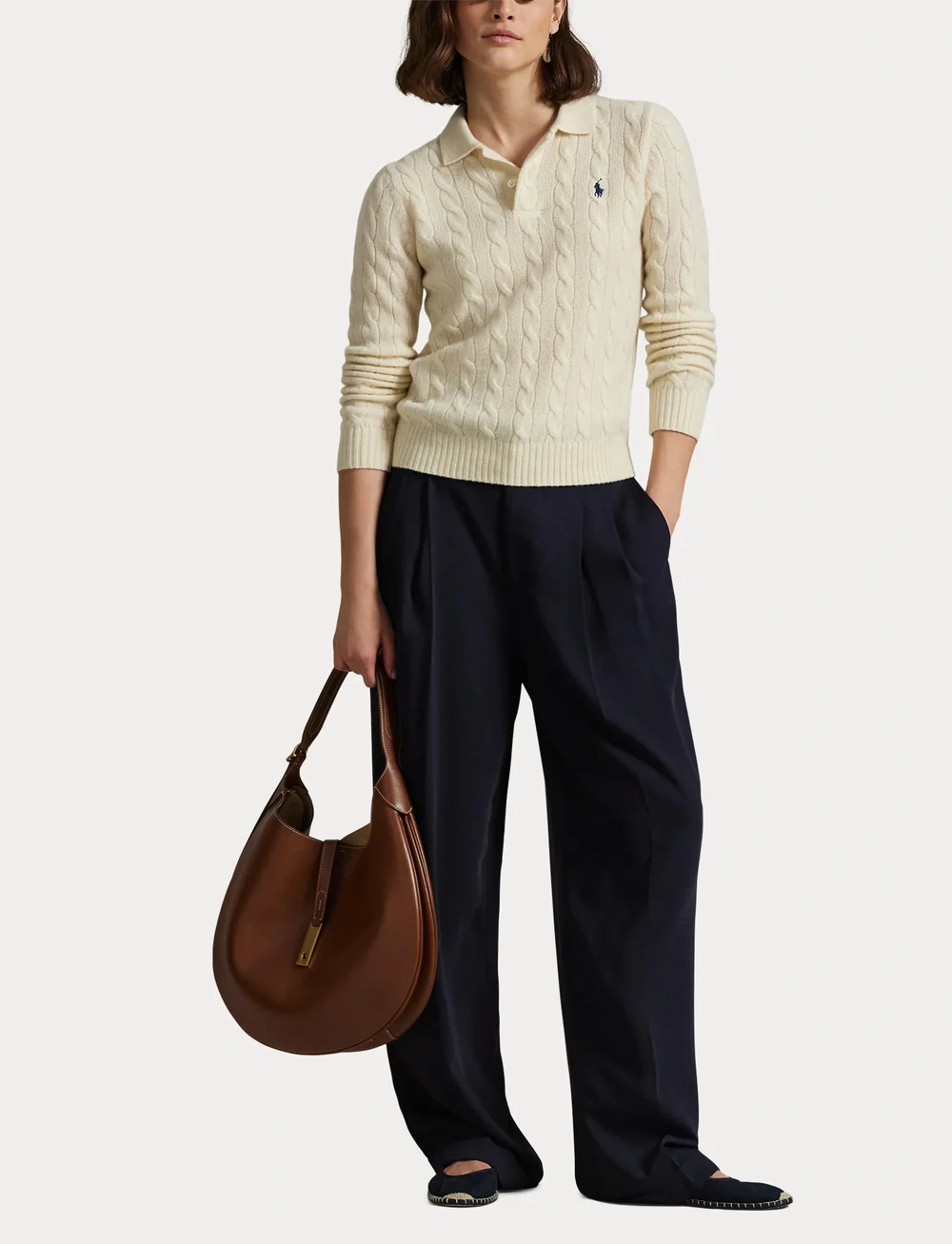 Polo Ralph Lauren - Cable-Knit Wool-Cashmere Polo Sweater - jeanshemden - authentic cream - 4