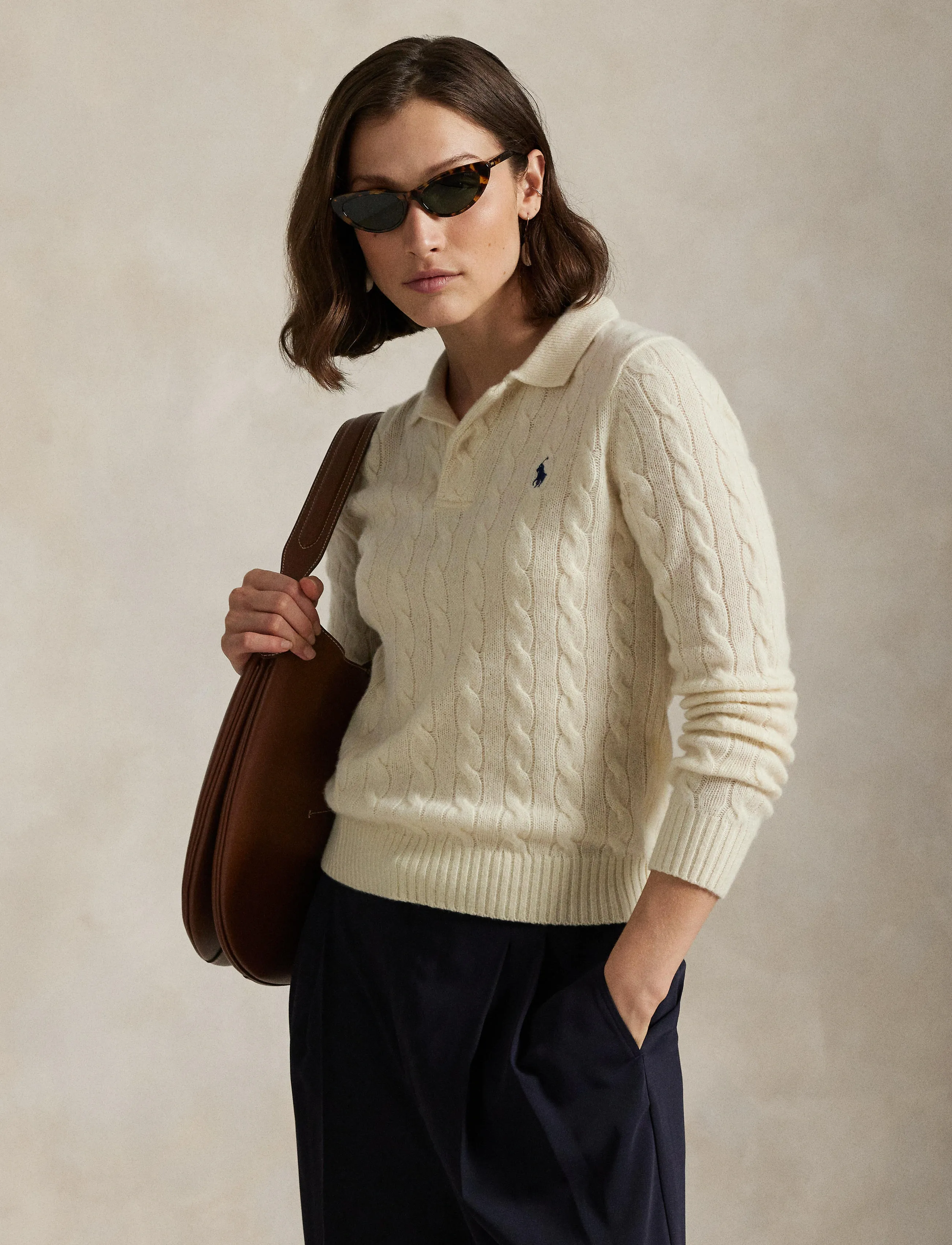 Polo Ralph Lauren Cable-Knit Wool-Cashmere Polo Sweater polotröjor dam – bild 9