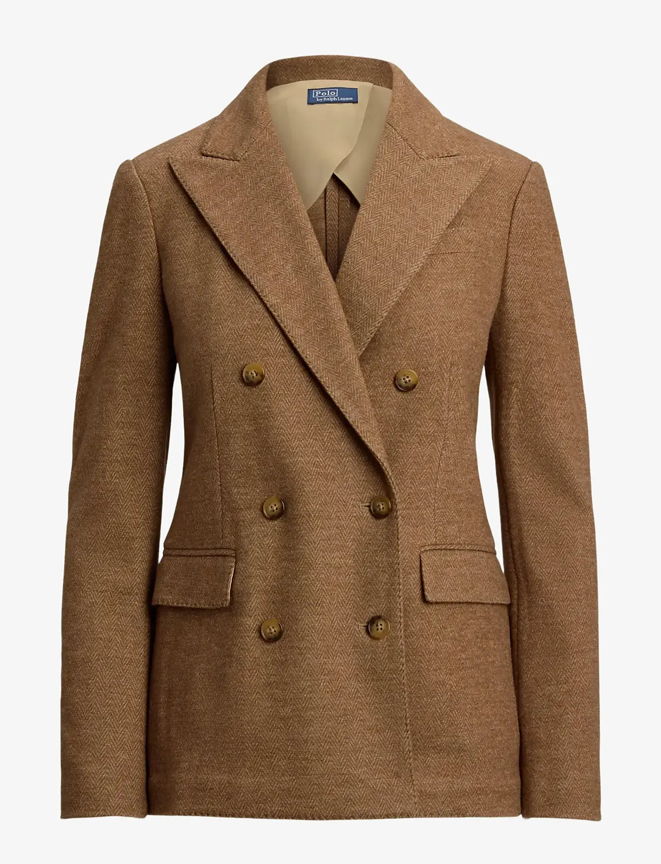 Polo Ralph Lauren - Double-Breasted Herringbone Blazer - double breasted blazers - tan herringbone - 1