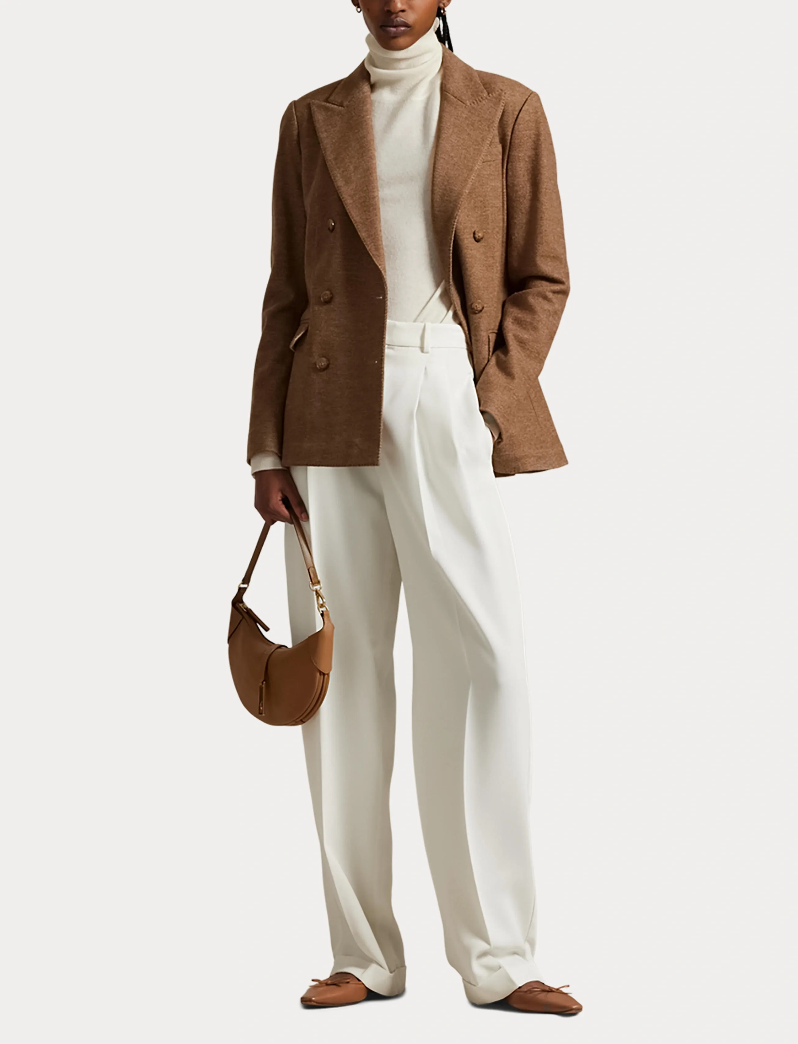 Polo Ralph Lauren - Double-Breasted Herringbone Blazer - tan herringbone - 4