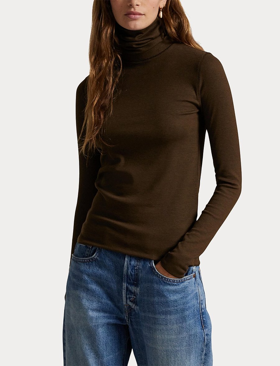 Polo Ralph Lauren - Stretch-Blend Turtleneck - rullekraver - dark brown - 5
