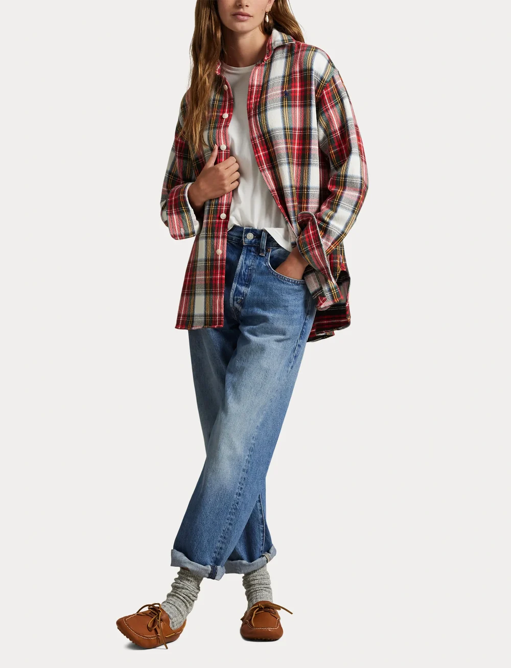 Polo Ralph Lauren - 20/1 X 4/1 CTN TWLL-WVN-SHIRT - jeansskjortor - 1957 red-cream-gr - 4