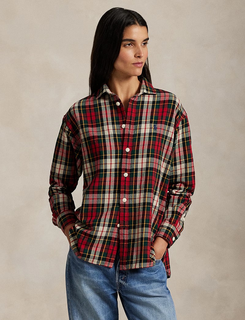 Polo Ralph Lauren - Relaxed Fit Plaid Cotton Twill Shirt - džinsa krekli - 6511 red-offwhite - 3