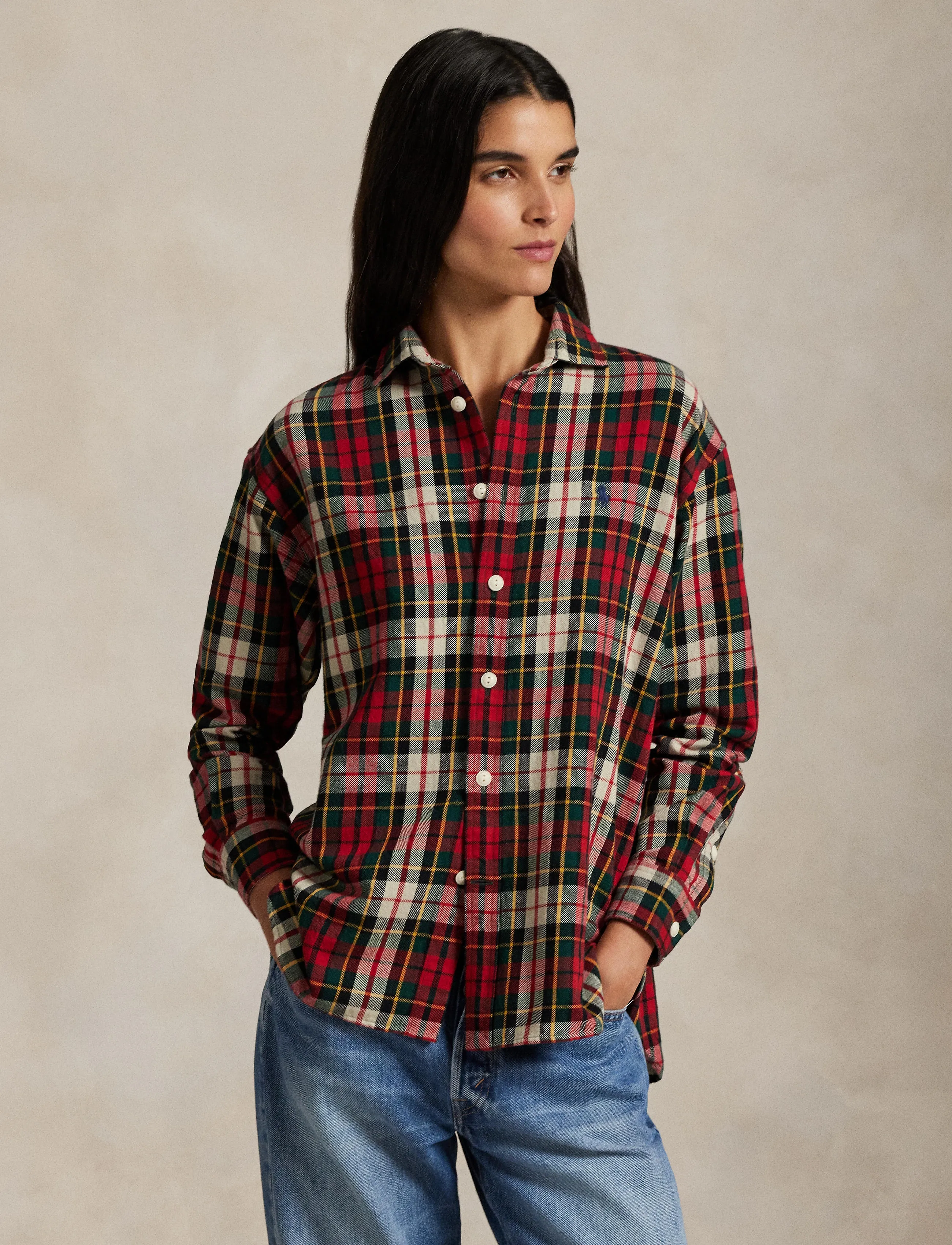 Polo Ralph Lauren - Relaxed Fit Plaid Cotton Twill Shirt - 6511 red-offwhite - 3