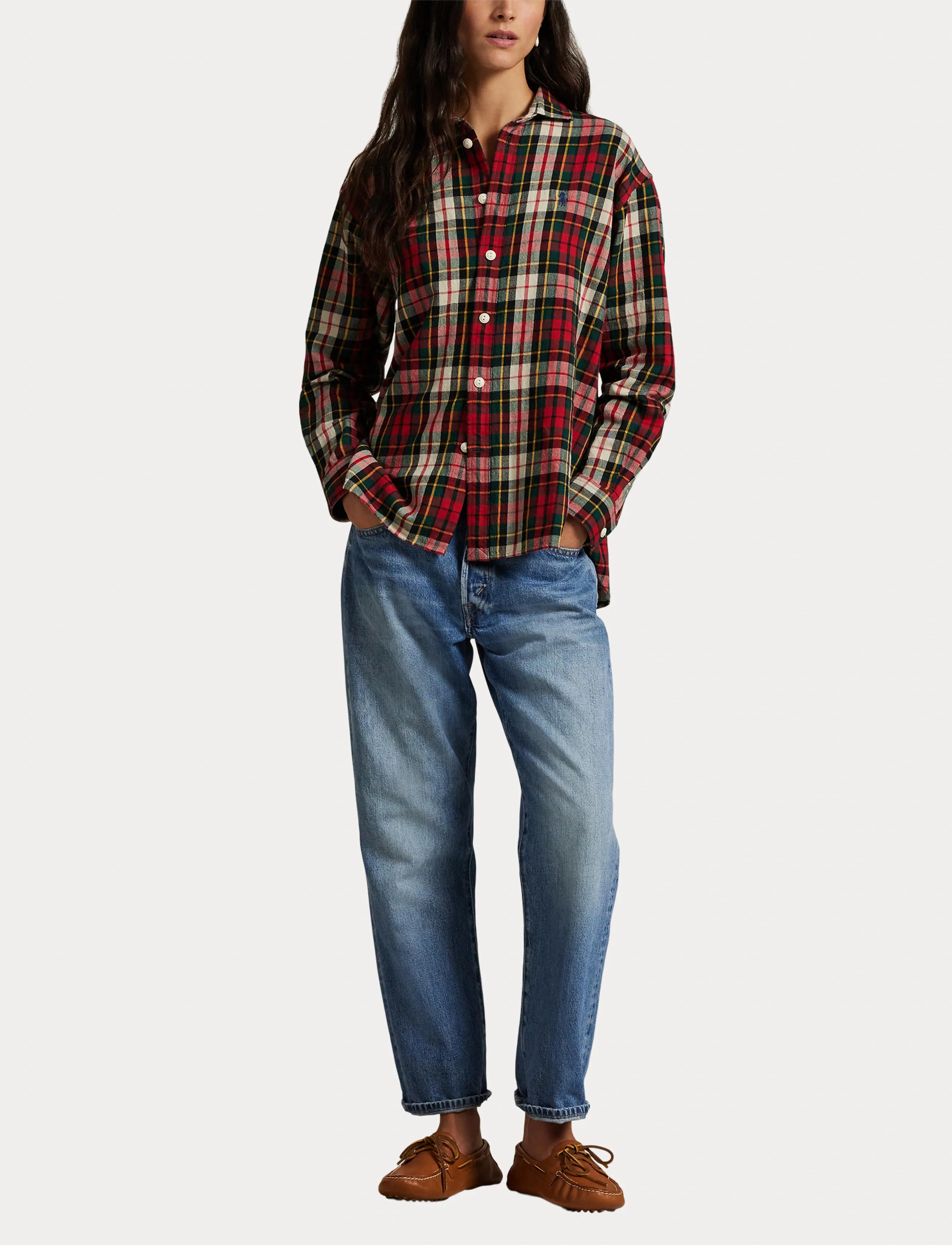 Polo Ralph Lauren - Relaxed Fit Plaid Cotton Twill Shirt - 6511 red-offwhite - 4