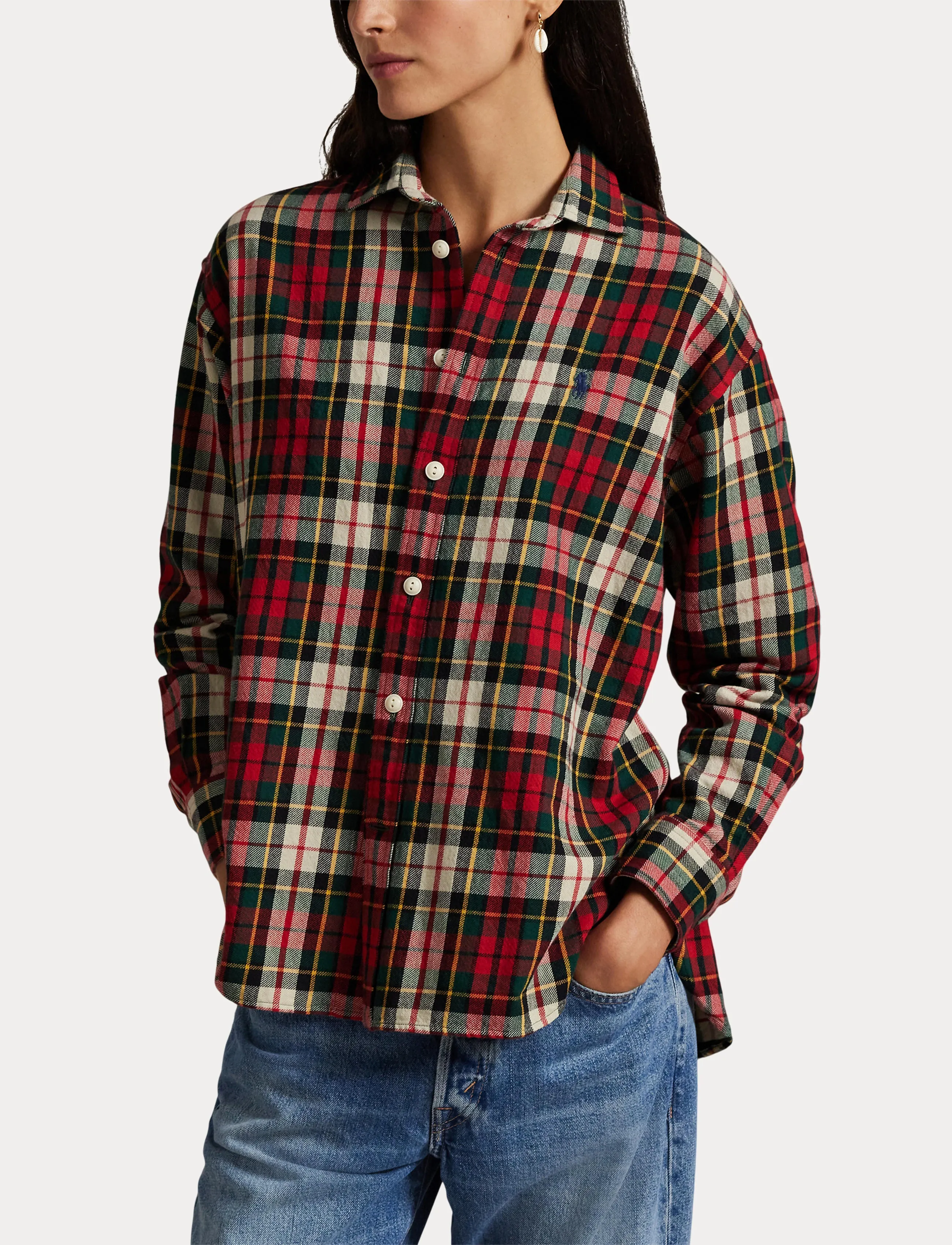 Polo Ralph Lauren - Relaxed Fit Plaid Cotton Twill Shirt - 6511 red-offwhite - 5