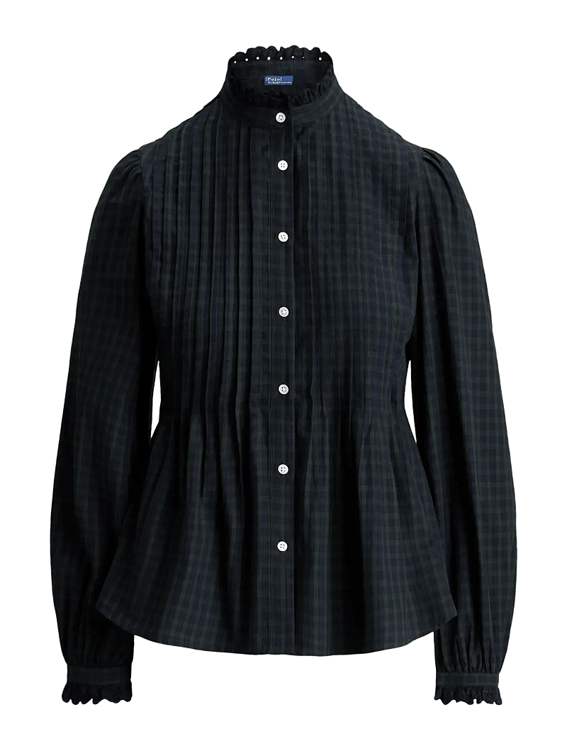 Polo Ralph Lauren - Pintucked Plaid Cotton Shirt - jeansskjortor - 1958 navy-dark gr - 1