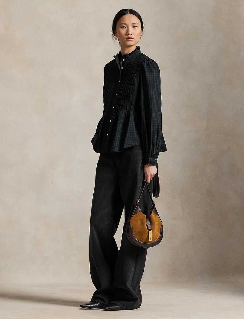 Polo Ralph Lauren - Pintucked Plaid Cotton Shirt - jeansskjortor - 1958 navy-dark gr - 0