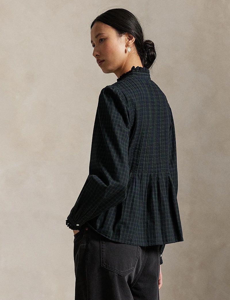 Polo Ralph Lauren - Pintucked Plaid Cotton Shirt - jeansskjortor - 1958 navy-dark gr - 2