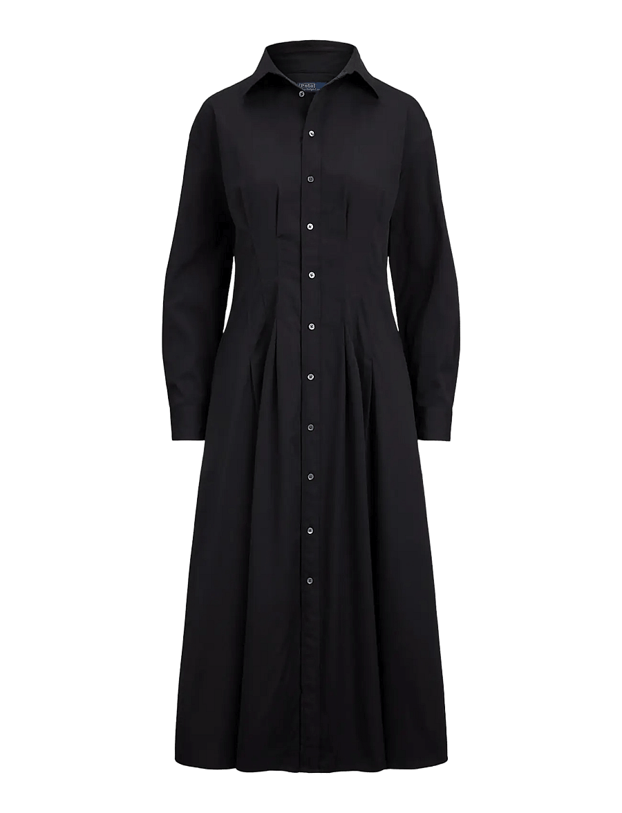 Polo Ralph Lauren - Pleated Cotton Shirtdress - särkkleidid - polo black - 1