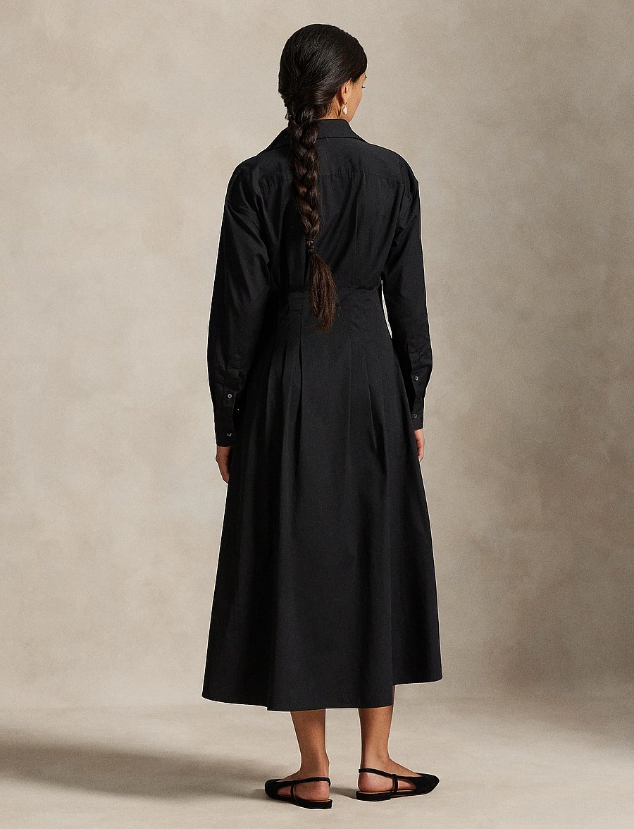 Polo Ralph Lauren - Pleated Cotton Shirtdress - särkkleidid - polo black - 2