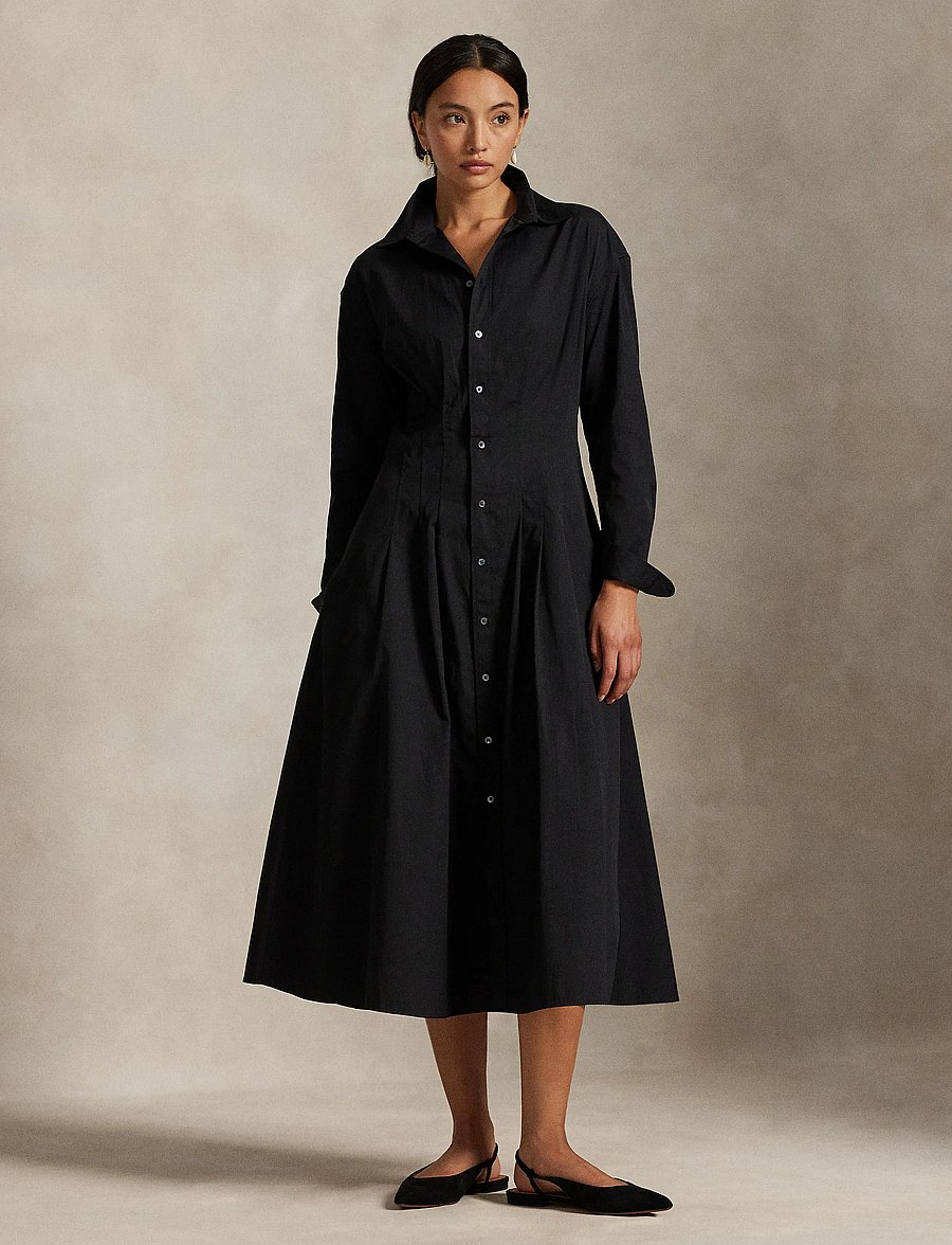 Polo Ralph Lauren - Pleated Cotton Shirtdress - särkkleidid - polo black - 3