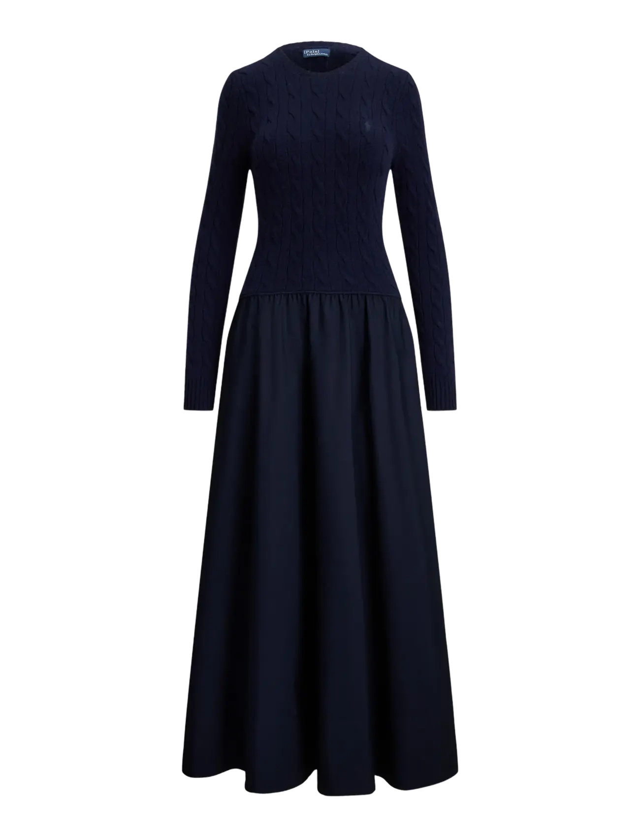 Polo Ralph Lauren Cable-Knit Poplin Dress - Kleidung - HUNTER NAVY / navy