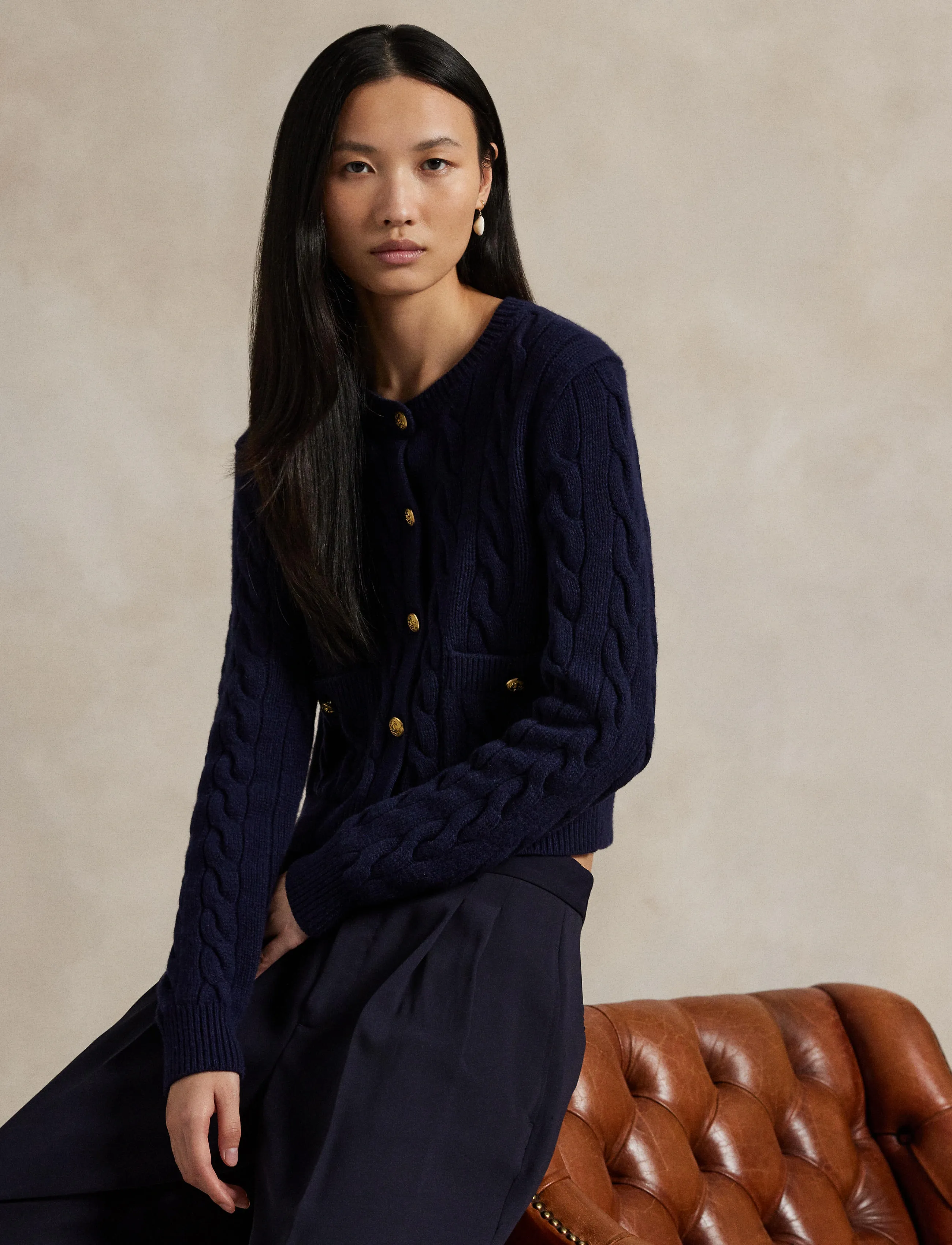 Polo Ralph Lauren - Cable Wool-Cashmere Cardigan - kašmiir - hunter navy - 3