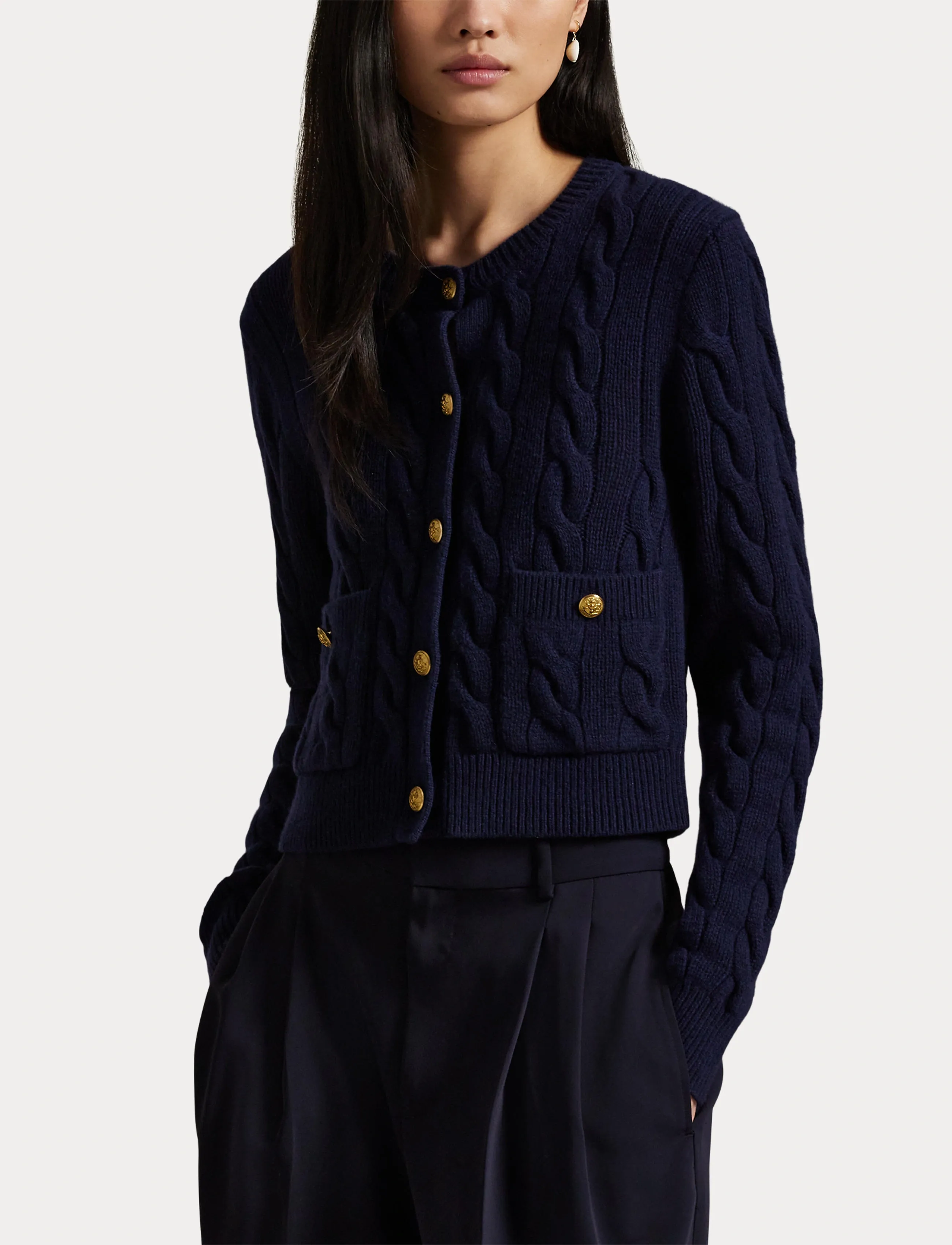 Polo Ralph Lauren - Cable Wool-Cashmere Cardigan - kašmiir - hunter navy - 5