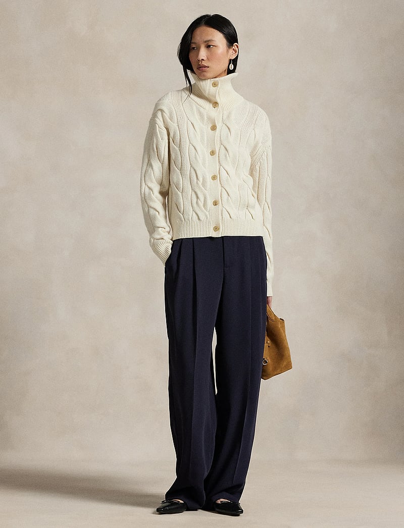 Polo Ralph Lauren - Cable Wool-Cashmere Funnelneck Cardigan - kaschmir - authentic cream - 0