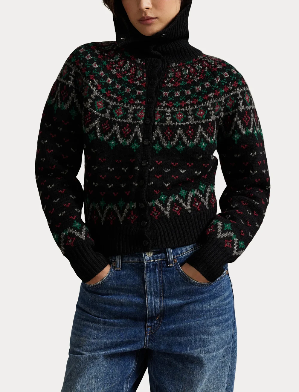 Polo Ralph Lauren - WOOL BLEND-SWEATER-CARDIGAN - kardiganid - polo black multi - 5