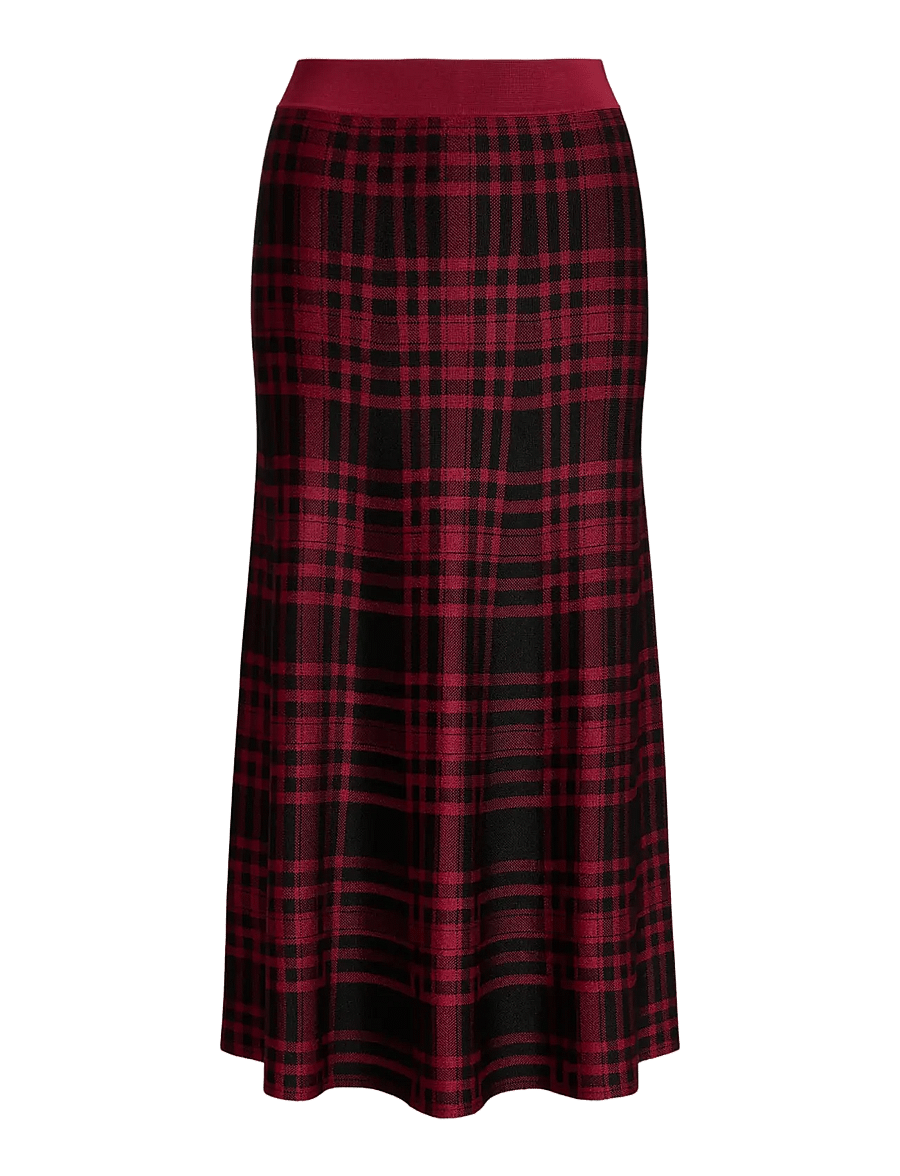 Polo Ralph Lauren - Plaid Sweater Skirt - midi-röcke - polo black/firesi - 1
