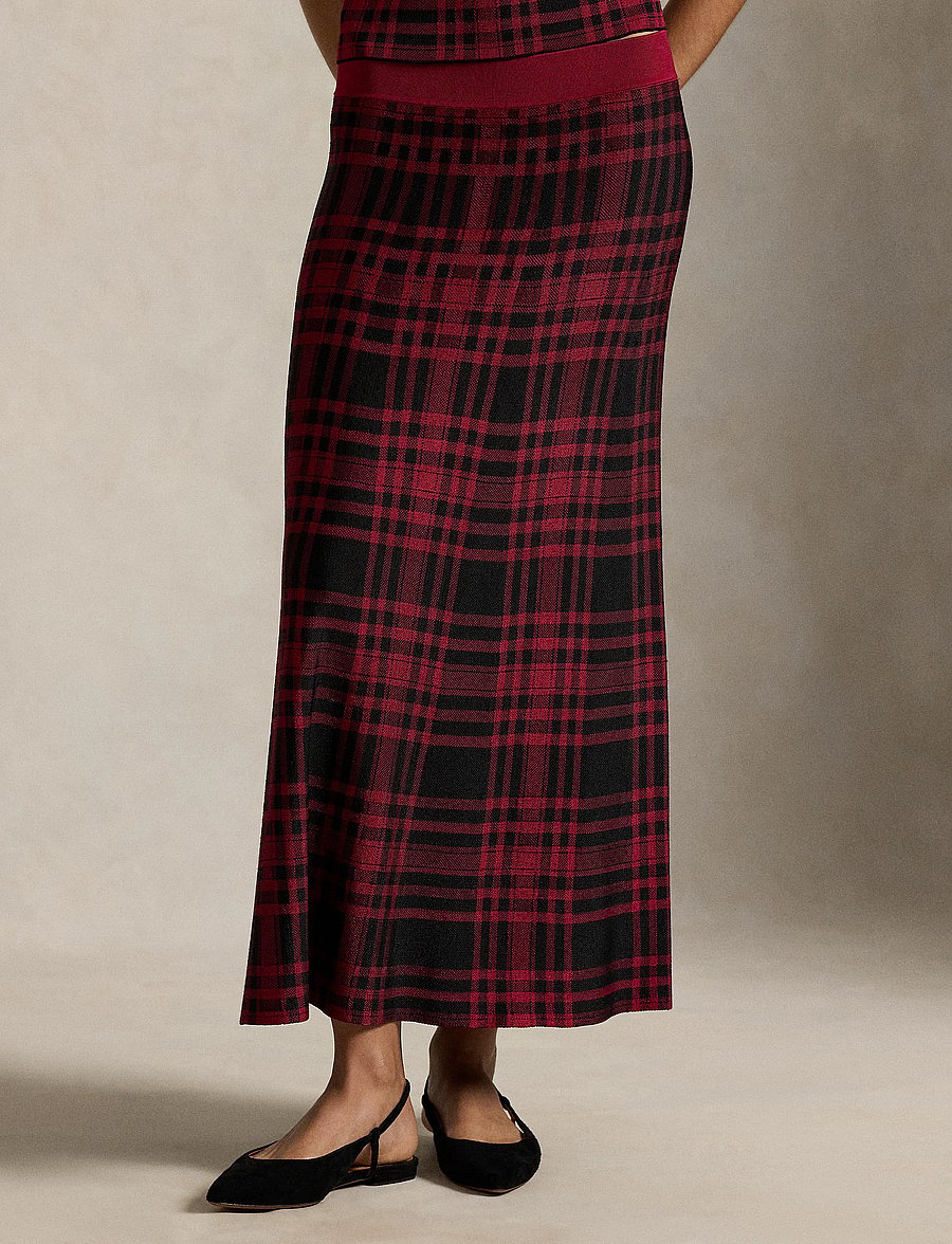 Polo Ralph Lauren - Plaid Sweater Skirt - midi-röcke - polo black/firesi - 0
