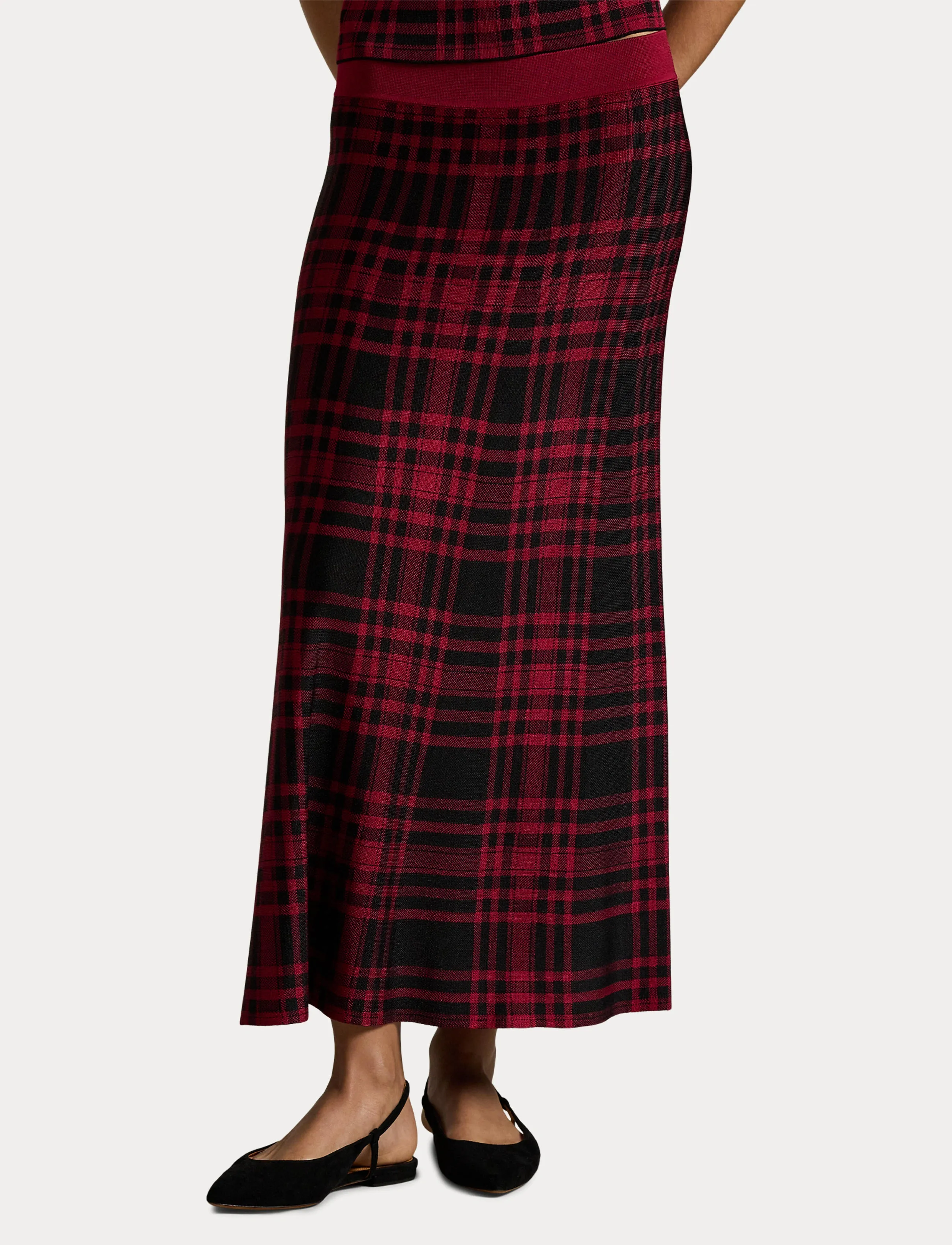 Polo Ralph Lauren - Plaid Sweater Skirt - midi-röcke - polo black/firesi - 5