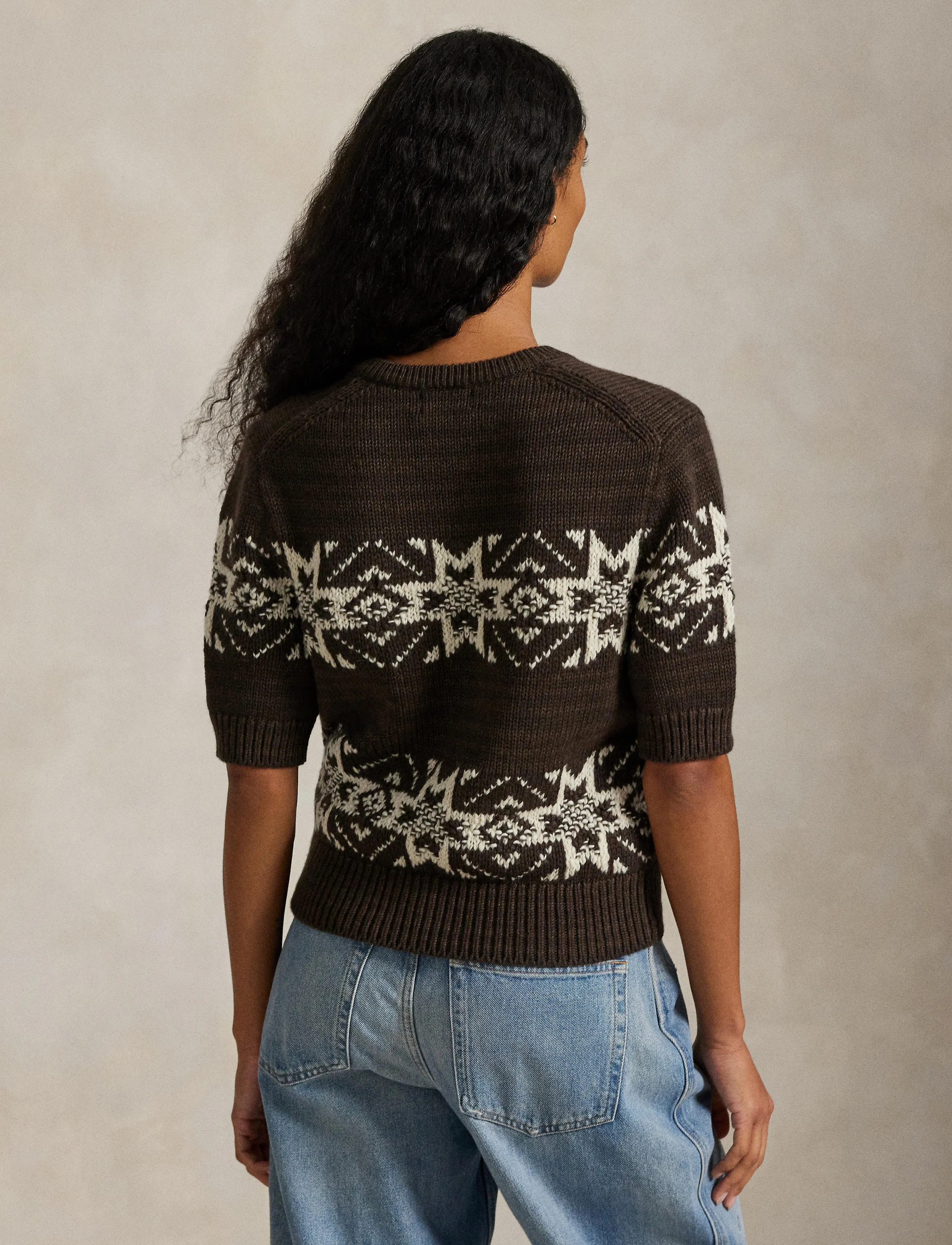 Polo Ralph Lauren - Snowflake V-Neck Short-Sleeve Sweater - brown multi - 2