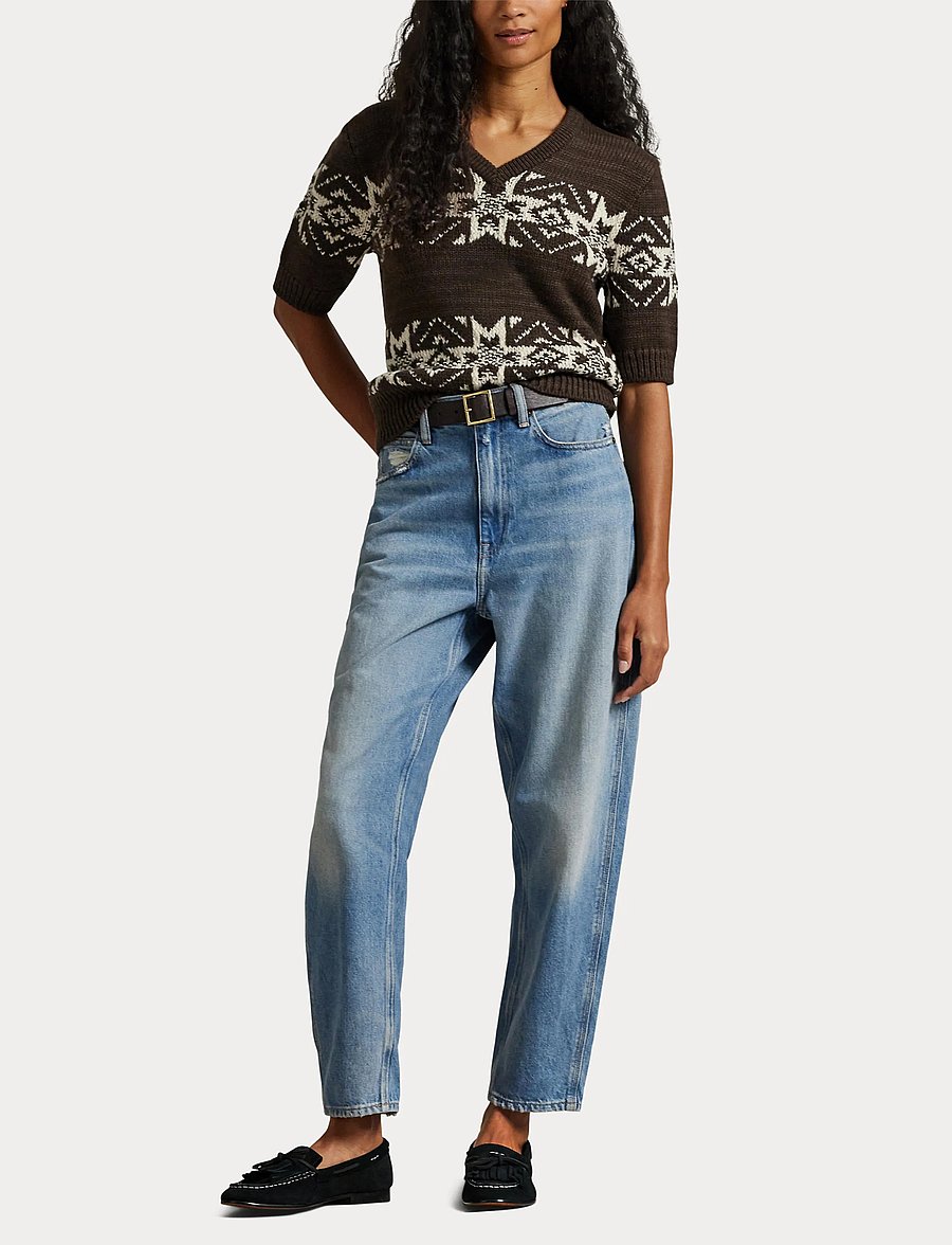 Polo Ralph Lauren - Snowflake V-Neck Short-Sleeve Sweater - brown multi - 4
