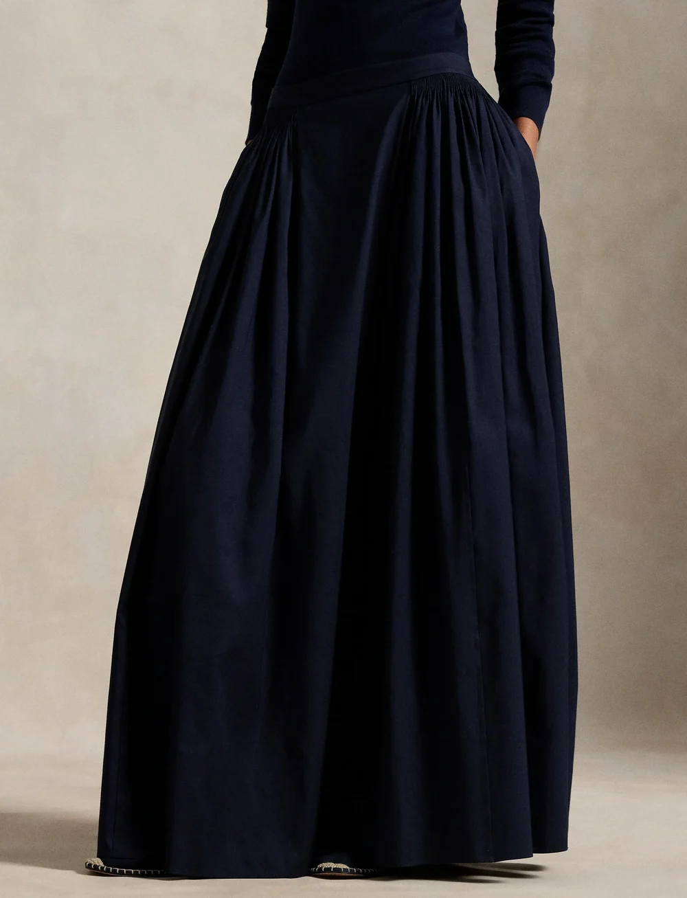 Polo Ralph Lauren - CTN SILK FAILLE-WVN-SKIRT - midi kjolar - hunter navy - 0