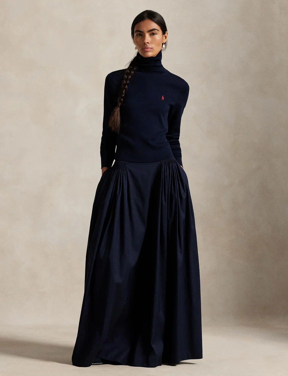 Polo Ralph Lauren - CTN SILK FAILLE-WVN-SKIRT - midi kjolar - hunter navy - 3
